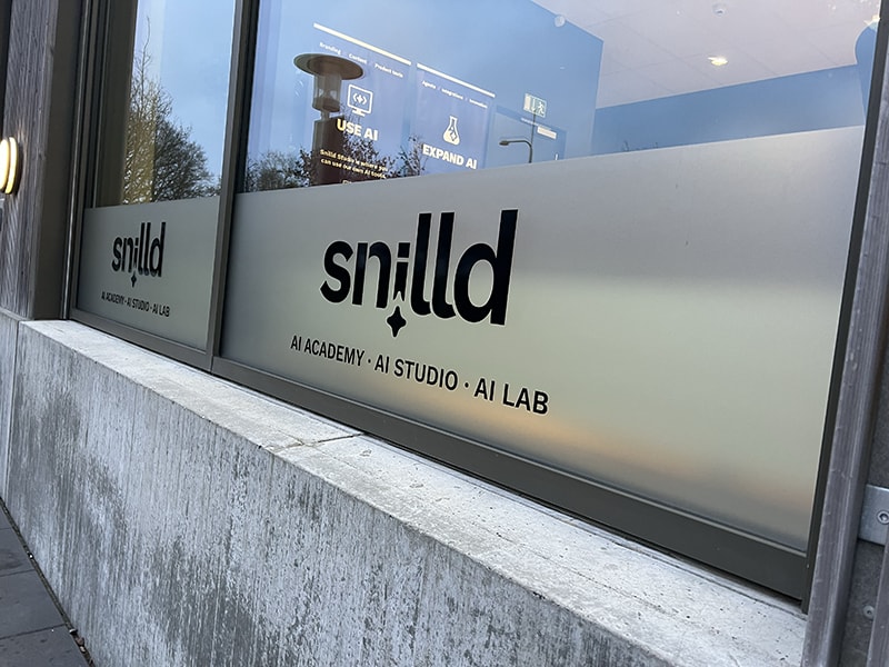 Snilld office entrance with logo