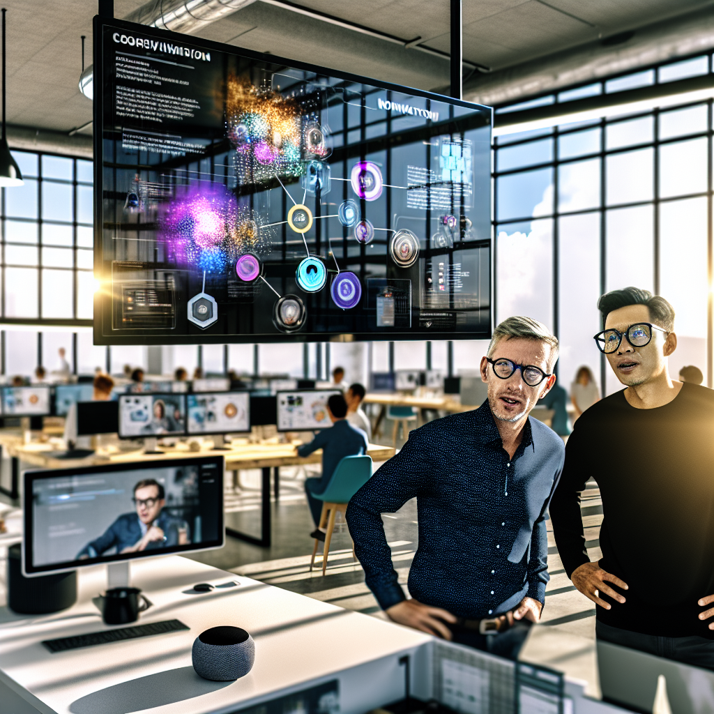 **Foto Beskrivelse:** Billedet viser et travlt, moderne kontormiljø, hvor to mænd, Max Brodeur-Urbas og Rahul Behal, dybt fokuseret samarbejder over en stor, interaktiv skærm. Skærmen præsenterer et detaljeret, farverigt workflow-diagram, hvor drag-and-drop moduler demonstrerer Gumloops innovative AI-løsninger. Lysrefleksioner fra skærmen oplyser deres ansigtstræk, som viser en kombination af nysgerrighed og entusiasme. Max, der bærer en stilren mørkeblå skjorte og briller, peger gestikulerende på skærmen. Hans ansigt udstråler energi og passion, og hans kortklippede hår er velplejet. Interessant nok ses der en let rynke på hans pande, der vidner om den dybe koncentration, han lægger i sin forklaring til Rahul. Rahul er iført en afslappet sort T-shirt, og sidder med en notatblok i hånden, pen i klar position til at skrive. Hans ansigtstræk er alvorlige og fokuserede, hvilket indikerer en bidende interesse i samtalen samtidig med at han hurtigt noterer vigtige punkter. Bag dem strækker et stort, åbent kontorlandskab sig ud, fyldt med stilfulde arbejdsstationer, hvor medarbejdere arbejder med moderne gadgets og kreative idéer. Store vinduer lader sollyset strømme ind, hvilket kaster bløde skygger og fremhæver kontorets lyse farveskema og innovative indretning. Væggene er prydet med inspirerende citater om teknologi og innovation, der tilføjer en opløftende stemning til rummet. På bordet foran dem ligger der en række kaffekopper, en stilren smart højttaler og et par åbne laptops, der afspejler det hektiske men kreative arbejdsmiljø. Dette billede fanger ikke blot den dynamik og samarbejdsvilje, der præger Gumloop, men også den energiske atmosfære af innovation og fremdrift, som virksomheden repræsenterer i sin bestræbelse på at revolutionere workflow automation gennem AI-teknologi.