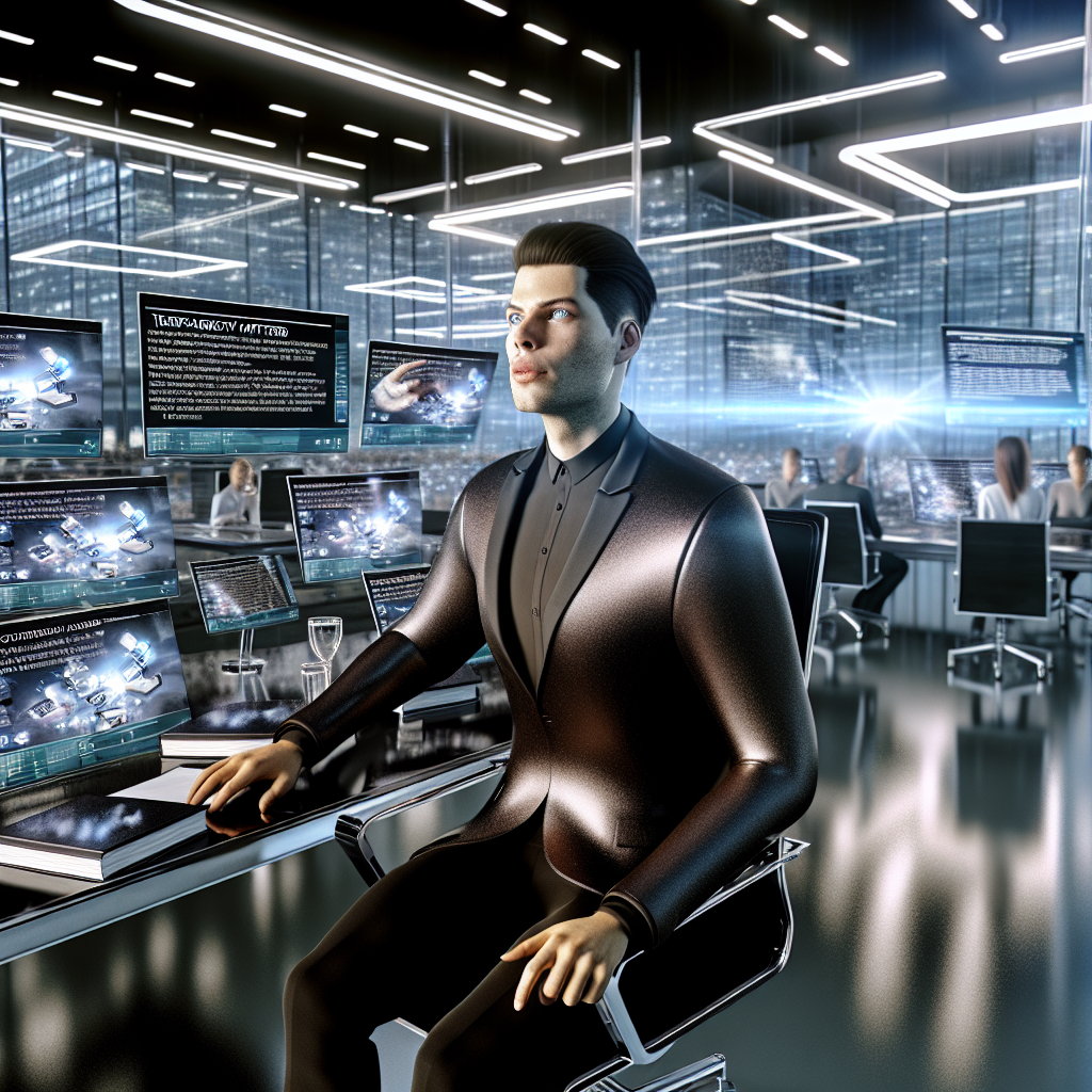 **Billedbeskrivelse:** Et dramatisk, hyperdetaljeret billede, der fremhæver Mark Zuckerberg, CEO for Meta, i en glitrende, moderne kontorindstilling i Silicon Valley. Zuckerberg sidder ved et stilrent, stort skrivebord fyldt med avanceret teknologi, herunder flere skærme der viser komplekse datasæt og AI-modeller. Han er iført en skarp, mørk blazer over en enkel, hvid skjorte, der giver ham et professionelt men ungdommeligt udseende. Hans ansigt udstråler en intens koncentration og fordybelse, mens han studerer præsentationen om e-bogsdataset fra LibGen, som nu er omdrejningspunktet for retssagen. Billedet fanger også stemningen i rummet; det er belyst med et køligt, neutralt lys, der skaber en atmosfære af alvor og etisk usikkerhed. I baggrunden ses flere medarbejdere, der engageret hvisker sammen, muligvis diskuterende internt om de alvorlige ophavsretlige bekymringer, der er blevet rejst. På væggen hænger Meta's logo, hvilket understreger virksomhedens enorme indflydelse og ansvar. En stor hvid tavle, der står i nærheden, er fyldt med skrevne ordene “Transparency Matters” og “Leadership Accountability”, der tilføjer en yderligere dimension af refleksion over virksomhedens ansvarlighed i deres beslutningstagning. Dette billede indkapsler ikke blot den seriøse karakter af de anklager, Meta står overfor, men også den interne konflikt mellem innovation og etik i AI-udviklingen. Det vækker følelser af eftertænksomhed omkring de etiske implikationer og den presserende nødvendighed for ansvarlighed indenfor teknologiens verden.