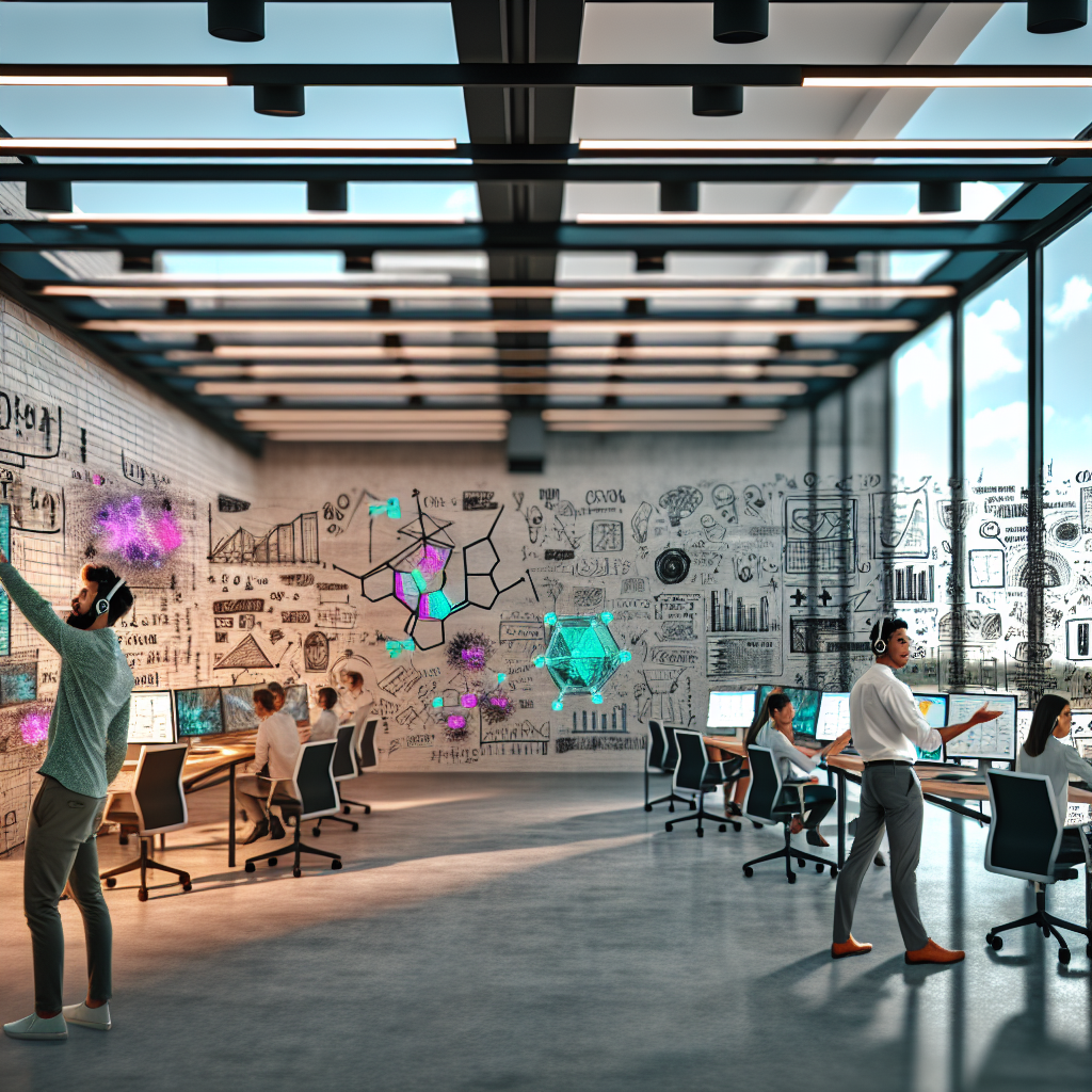**Billedbeskrivelse til nyhedsartiklen om CoreAI:** Forestil dig et moderne kontormiljø i et high-tech ingeniørfirma, hvor kreativitet og teknologi mødes. Billedet viser et åbent kontorlandskab, fyldt med naturligt lys, der strømmer ind fra store vinduer. I forgrunden ses et team af diverse ingeniører, både mænd og kvinder, der arbejder sammen omkring en stor interaktiv skærm, hvor komplekse AI-modeller og algoritmer vises i levende farver og detaljerede diagrammer. På skærmen er der grafiske repræsentationer af dataanalyser, maskinlæringskurver og AI-processer, hvilket indikerer teamets fokus på innovation og datadrevet beslutningstagning. I baggrunden kan man se moderne arbejdspladser med laptop-computere, whiteboards fyldt med post-it sedler og krydsskitser samt futuristiske gadgets, der symboliserer den digitale transformation. Ingeniørerne er iført afslappet, men professionelt tøj med hovedtelefoner, som de bruger til at kommunikere med hinanden og deltage i virtuelle møder. Atmosfæren er dynamisk og energisk, fyldt med fokus, samarbejde og en følelse af ambition. Billedet inkorporerer også elementer af bæredygtighed – planter er strategisk placeret rundt omkring, hvilket skaber en behagelig og inspirerende arbejdsplads. Overheadlys og interaktive teknologi bidrager til en innovativ og futuristisk stemning, som fanger essensen af Microsofts satsning på CoreAI og AI-infrastruktur. Alt dette er præsenteret i en skarp, realistisk fotokvalitet, der fremhæver detaljerne og den moderne æstetik.