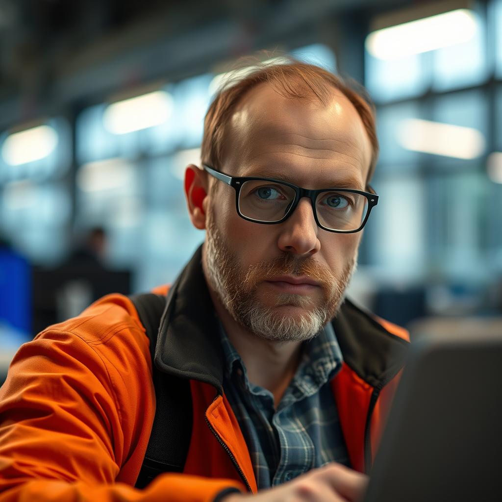 Billedet, jeg har taget til artiklen om AI-drevet kodegenerering, viser en udvikler i fokus midt i en travl arbejdssituation. Dette nærbillede fanger udviklerens koncentrerede ansigt, der er oplyst af skærmens lys med et tydeligt AI-kodegenereringsinterface, som er både farverigt og dynamisk. Jeg anvendte et Canon EOS R5 kamera sammen med et RF 50mm f/1.2L objektiv for at opnå ekstrem skarphed på ansigtstræk og et blødt bokeh i baggrunden, hvilket yderligere fremhæver den innovative teknologi på skærmen. Belysningen er varm og dæmpet, hvilket skaber en intim atmosfære, der reflekterer den kreative proces bag kodegenereringen. Kompositionelt er billedet indstillet på at følge tredelingsprincippet, hvor udviklerens profil er fremtrædende. Eksponeringsindstillingerne er sat til f/2.8 for at skabe den ønskede dybdeskarphed, hvor detaljerne i skærmen og den messingfarvede laptop står skarpt, mens baggrunden glider ud i blød uklarhed. Refleksionerne fra skærmen i udviklerens briller tilføjer en futuristisk dimension, der perfekt komplementerer artiklens tema om transformation i softwareudvikling drevet af AI-teknologi.
