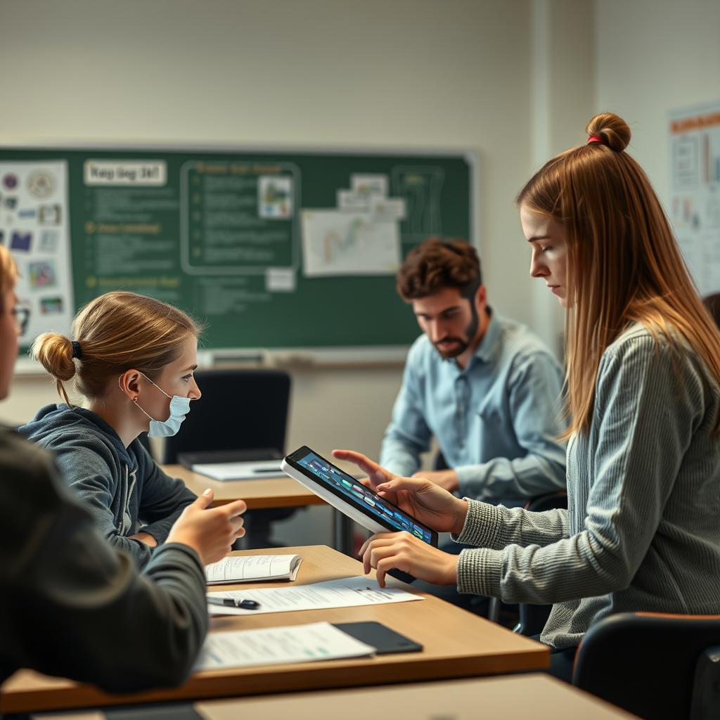Til den første tredjedel af artiklen om large language models (LLMs) kunne et billede, der viser en AI-assistent, der interagerer med mennesker i et uddannelsesmiljø, være meget passende. Billedet kunne tage en dansk klassesituation som inspiration, hvor en lærer bruger en tablet eller en computer til at demonstrere, hvordan AI kan hjælpe med informationsoverførsel til eleverne. Kompositionen kunne indfange både læreren og eleverne, der samarbejder om et projekt, med fokus på skærmens grafik, der illustrerer AI-baserede løsninger. Billedet ville være taget med et Canon EOS R5 kamera, udstyret med en 24-70mm f/2.8 lens for at sikre en skarp dybdeskarphed. Eksponeringsindstillingerne kunne være 1/200 sek, f/4 og ISO 400 for at opnå en lys og klar atmosfære i klasseværelset. Post-produktionen ville inkludere moderat farvejustering og skarphedsforøgelse for at fremhæve detaljerne i både menneskelig interaktion og teknologiske elementer, hvilket giver et visuelt indtryk af den dynamiske forbindelse mellem mennesker og AI-teknologier.