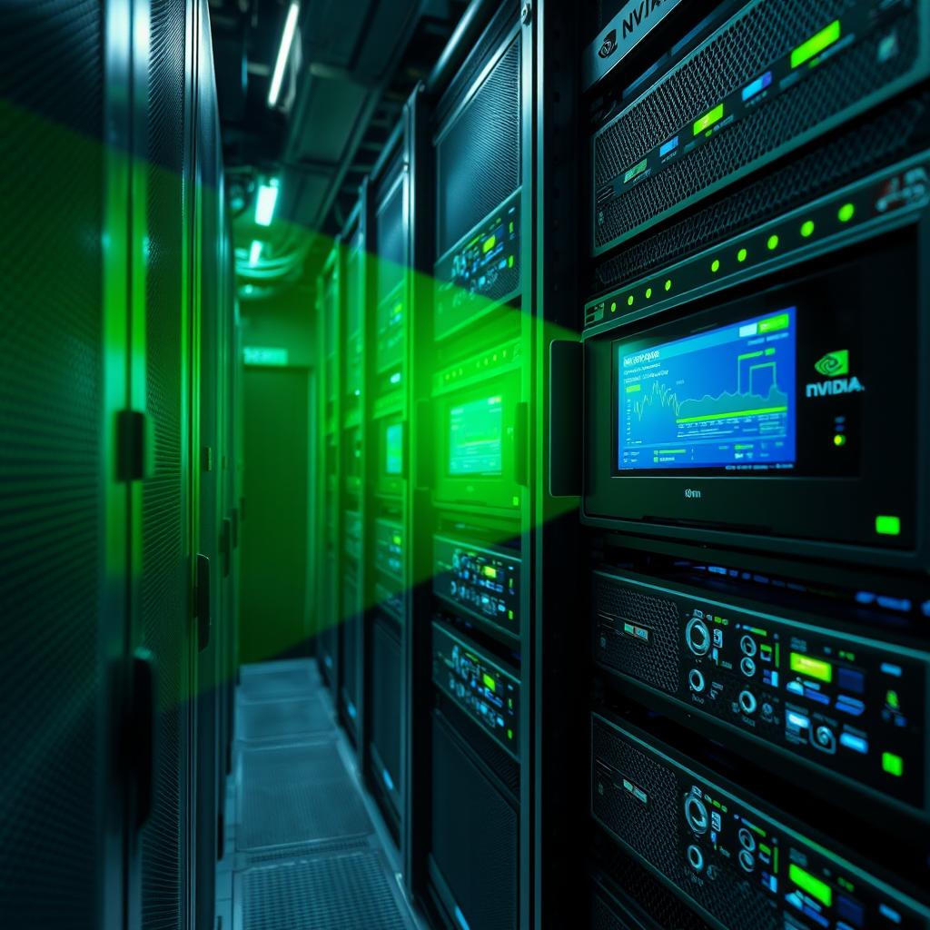 Til den første tredjedel af artiklen, vil jeg tage et billede, der illustrerer uptime på en server-rack, hvor en skærm viser Nvidia's NeMo Guardrails-interface. Kompositionen indfanger det teknologiske miljø med en lav vinkel, der fokuserer på serverens lys og skærmene, hvilket giver en følelse af spænding og fremtid. Billedet vil være fyldt med de blå og grønne nuancer, der er karakteristiske for Nvidia's brand, og skaber en visuel forbindelse til virksomhedens identitet. Udstyrt med et Canon EOS R5 og en 24-70mm f/2.8 linse, anvende jeg en lukkerhastighed på 1/125 sek., en blændeåbning på f/4 og ISO 400 for at opnå dybdeskarphed, der fremhæver detaljerne i serverne og interface. I post-produktionen vil jeg justere farvetemperaturen for at sikre, at de blå og grønne toner er fremtrædende, hvilket yderligere understøtter den innovative stemning, som artiklen omhandler. Dette billede vil ikke blot fungere som en visuel repræsentation af teknologien, men også bidrage til at kommunikere vigtigheden af sikkerhed og kontrol i AI-anvendelser.
