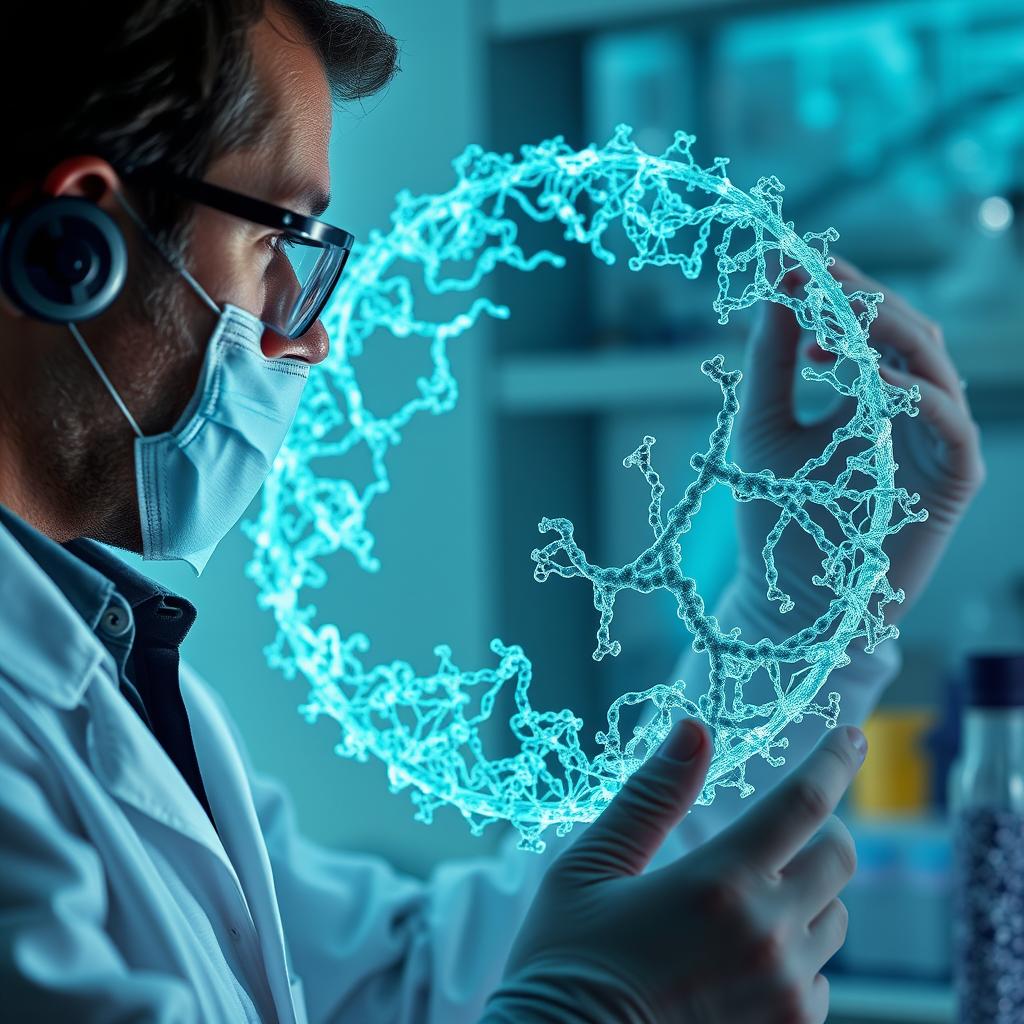 For at underbygge den afsluttende del af artiklen, forestiller jeg mig et øjebliksbillede fra et avanceret laboratoriemiljø. Billedet vil skildre en forsker, der koncentreret analyserer en holografisk visualisering af komplekse proteinstrukturer, som skaber synergien mellem AI og bioteknologi. Denne interaktion udtrykker behovet for samarbejde mellem menneskelig intelligens og maskinel læring for at fremskynde forskningen inden for sundhed og anti-aging, som artiklen illustrerer. Billedet er taget med et Canon EOS R5 udstyret med et RF 85mm f/1.2L linse, hvilket giver mulighed for et smukt, sløret baggrund, der fremhæver forskerens fokus og den teknologiske interaktion. Jeg valgte en blændeåbning på f/2.8 for at skabe dybde i motivet, med en eksponeringstid på 1/160 sek. ved ISO 200, hvilket sikrer, at hologrammerne træder tydeligt frem. Efterfølgende er billedet redigeret i Lightroom for at Justere farverne og kontrasten, hvilket giver et futuristisk præg, der komplementerer den innovative tone i artiklen.