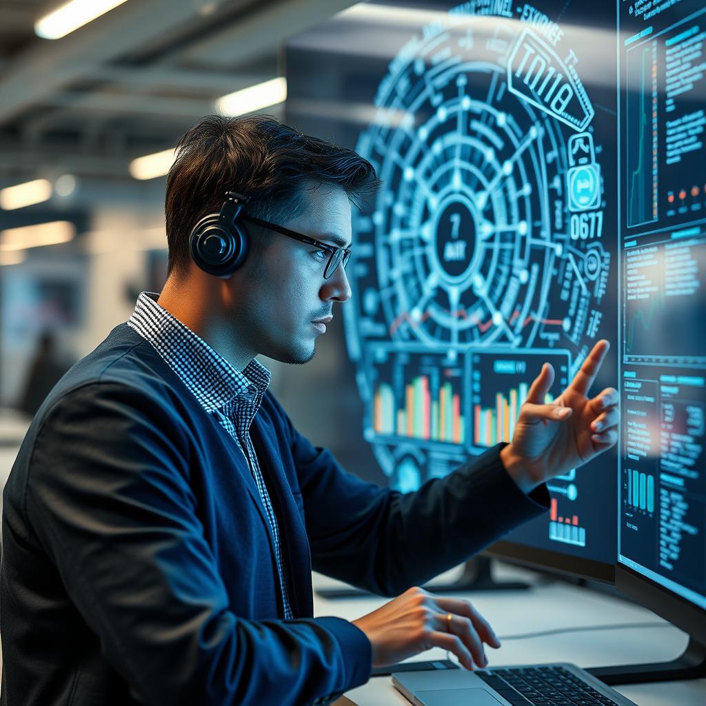 Til denne artikel om MiniMax-01 serien ville et passende billede præsentere en moderne arbejdsplads, hvor AI-teknologi aktivt anvendes. Billedet vil vise en softwareudvikler eller dataforsker, der interagerer med en stor skærm, der præsenterer komplekse dataanalyser og AI-modeller. Fokus vil være på ansigtets koncentration og de visuelle elementer på skærmen, der understøtter temaerne i artiklen. Kompositionen vil følge tredelingsprincippet, hvor personen står til venstre, og skærmen udfylder højre del af billedet, hvilket skaber en dynamisk balance. Dette billede vil være taget med en Canon EOS R5, udstyret med en RF 24-70mm f/2.8L IS USM linse. Kameraet vil være indstillet til ISO 800, blænde f/2.8 og en lukkertid på 1/125 sek. For at fremhæve fokuseringen på skærmen, vil en blød bokeh blive skabt ved hjælp af en lav dybdeskarphed, så baggrunden forbliver uskarp. Post-produktion vil inkludere farvekorrektion og kontrastjustering for at maksimere de visuelle effekter, som understøtter artiklens fokus på teknologiens indflydelse og AI's muligheder.