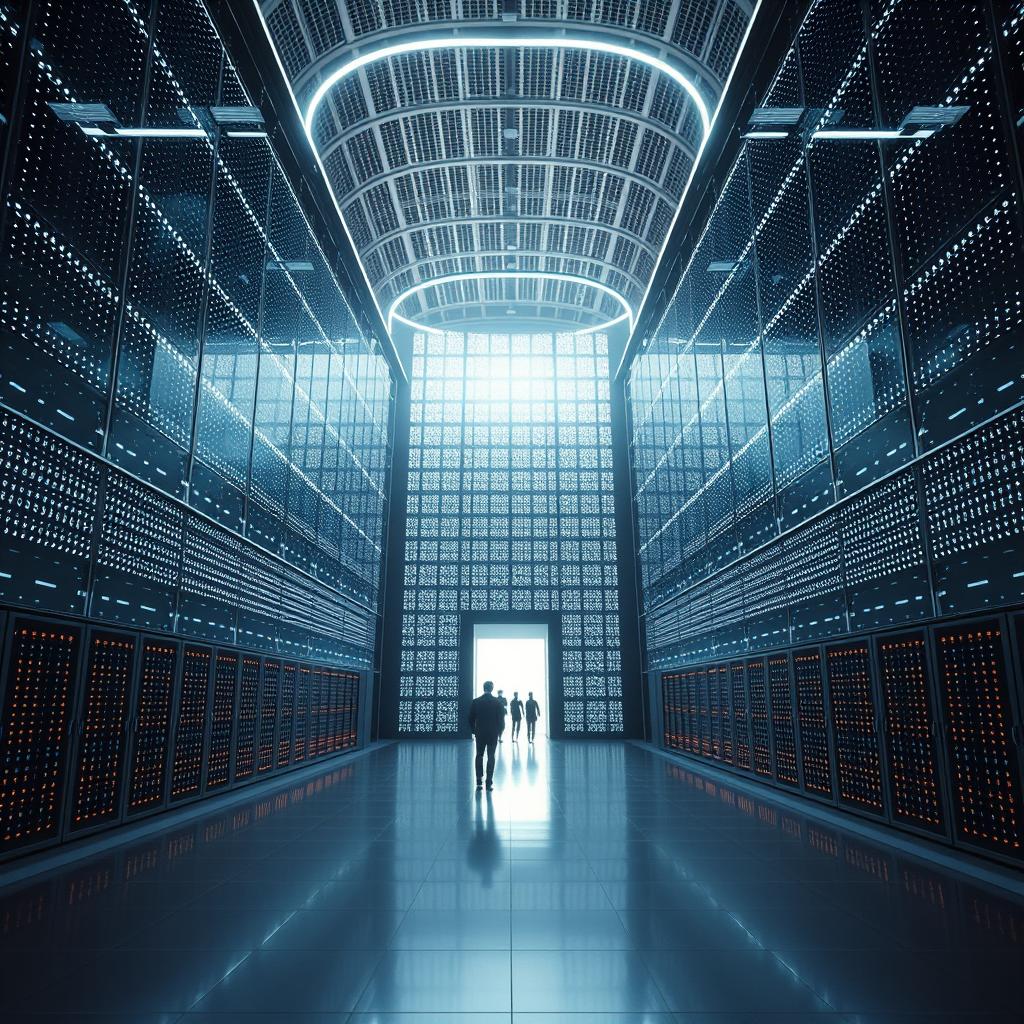 Til den afsluttende del af artiklen vil jeg tage et visuelt slående billede af et stort, ikonisk AI-datacenter med en futuristisk arkitektur, der symboliserer den massive skala og innovation, der er nødvendig for fremtidens AI-løsninger. Fokus vil være på det brede udsnit af datacenteret, oplyst af tusindvis af LED-lys, der refleksionerer den teknologi, der udvikles indenfor, med mål om at illustrere den storslåede ambition bag projekter som OpenAIs Stargate. Billedet vil inkludere en blid nedgang til jorden med mennesker, der interagerer og arbejder omkring områderne, hvilket understreger den menneskelige faktor i teknologiske fremskridt. Billedet vil blive taget med et Nikon Z9 udstyr, udstyret med et 14-24 mm f/2.8 objektiv, for at opnå et panoramisk perspektiv. Eksponeringsindstillingerne er indstillet til ISO 100, blænde f/8 og en lukkerhastighed på 1/250 sekunder for at sikre skarphed og dybde i scenen. Ved hjælp af HDR-teknik vil jeg fange de kontrasterende lysniveauer mellem de klare LED-lys og den mørkere aftenhimmel, hvilket fremhæver datacenterets innovative rolle i udviklingen af AI-løsninger. Dette billede vil effektivt supplere artiklen ved at vise det dynamiske og fremadskuende aspekt af AI-teknologi og dens indflydelse på fremtidens erhvervsliv.