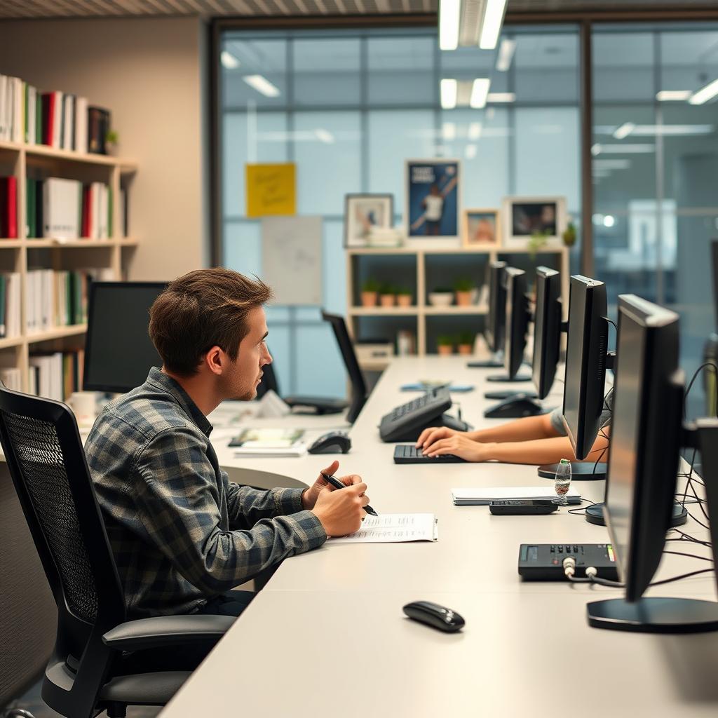 Til den første tredjedel af artiklen vil et billede af en moderne arbejdsstation med flere skærme være ideelt. Billedet vil vise en person i fokus, der interagerer med ChatGPTs brugerflade på en af skærmene, mens de udfører en kompleks researchopgave. I baggrunden vil der være visuelle elementer som bøger, udprintede forskningsartikler og teknologiske gadgets, der symboliserer forskningsprocessen. Kompositionen bør følge tredelingsreglen for at skabe en indbydende og dynamisk æstetik, samtidig med at den personlige berøring i form af ansigtsudtryk og gestik vil illustrere engagementet i arbejdet. Jeg vil bruge et Canon EOS R5 kamera med et RF 50mm f/1.2 linse for at sikre skarphed og lave dybdeskarphed, der fremhæver hovedmotivet. Eksponeringen vil være indstillet til f/2.8 for at opnå en behagelig bokeh og fremhæve detaljerne i brugerfladen. ISO vil blive sat til 400 for at fange tilstrækkeligt lys uden støj, mens en lukketid på 1/60 sekund vil sikre, at bevægelser forbliver klare. Post-produktion vil inkludere justeringer af kontrast for at fremhæve farverne og zoomindholdet, hvilket intensiverer det visuelle indtryk og understøtter artiklen om OpenAIs nye 'dybe forskning' funktion.