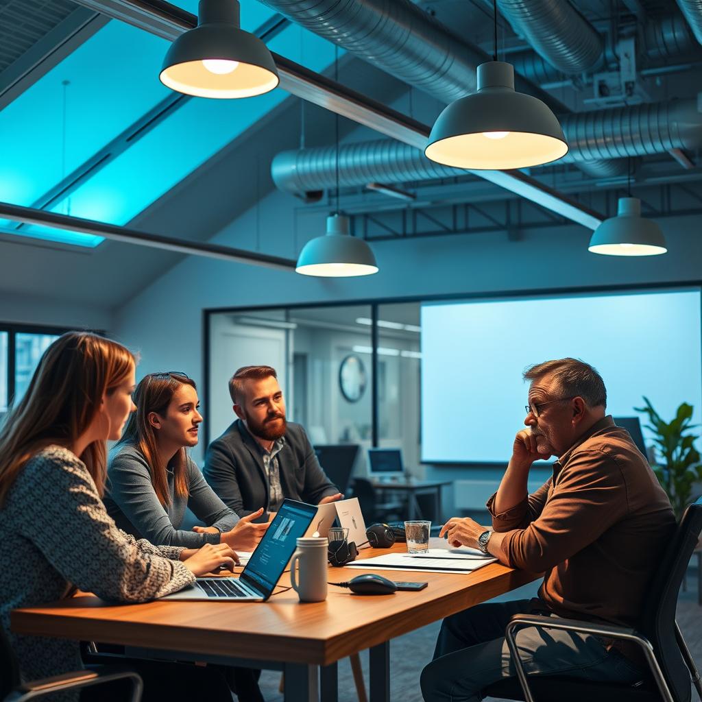 Jeg har taget et billede, der perfekt indfanger den komplekse balance mellem innovation og sikkerhed i forbindelse med AI-teknologi, som det præsenteres i den afsluttende del af artiklen. Billedet viser en moderne kontorarbejdsplads, hvor en gruppe medarbejdere engagerer sig i en diskussion omkring skærmen med Microsoft Copilot. Deres ansigtsudtryk varierer fra fascination til eftertænksomhed, hvilket symboliserer de muligheder og udfordringer, der følger med AI-implementeringen. Den bløde belysning fra loftslamperne skaber et varmt og indbydende miljø, mens en scene i baggrunden med juridiske bøger og databeskyttelsesartikler indikerer fokus på ansvarlighed. Jeg brugte en Nikon Z6 II med et NIKKOR Z 24-70mm f/2.8 objektiv til dette skud, indstillet på ISO 400, f/5.6 og en lukkerhastighed på 1/125 sek. for at sikre klarhed og dybdeskarphed i detaljerne midt i det kunstige lys. Efterfølgende blev billedet redigeret i Capture One for at forstærke kontrasten og varme nuancerne, hvilket fremhæver interaktionen mellem kollegerne og det spændende, men også forsigtige, tilgang til AI. Dette billede vil understøtte den afsluttende del af artiklen ved at visualisere vigtigheden af tillid og ansvar i den digitale fremtid.