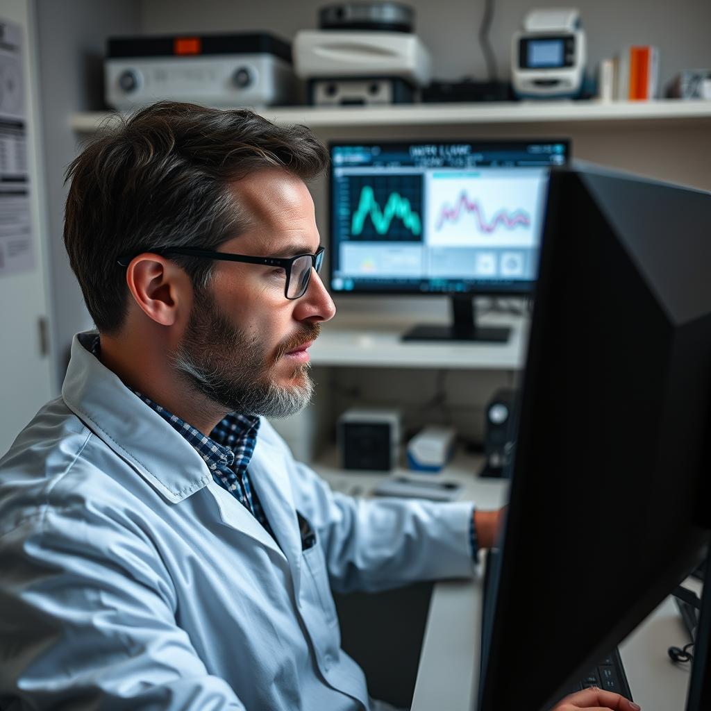 For at illustrere den sidste del af artiklen om deepfake-teknologi, vil jeg tage et kraftfuldt billede af en forsker, der arbejder ved en computer i et moderne lab-miljø med skærme, der viser grafer og data relateret til deepfake-detektion. Billedet vil fokusere på forskeren i en koncentreret positur med en innovativ softwareåbning på skærmen, der visualiserer realtidsanalyser af deepfake-indhold. Kompositionen vil være sammensat ved hjælp af et litterært perspektiv med baggrunden let sløret for at forstærke forskerens fokus og arbejdet bag bekæmpelsen af misbrug af teknologien. Jeg vil bruge mit Canon EOS R5-kamera med en 50mm f/1.2 linse for at fange detaljerne i forskerens ansigt og interaktionen med skærmen. Eksponeringsindstillingerne vil være ISO 400, blænde f/2, og en lukkehastighed på 1/60 sekunder for at sikre, at der er tilstrækkeligt lys i det typisk svagt oplyste miljø. Post-produktion vil inkludere en let opdatering af mætning og kontrast for at fremhæve fokuspunkterne og belyse den nyskabende teknologi som en vigtig del af fremtidens sikkerhedskultur i den digitale verden.