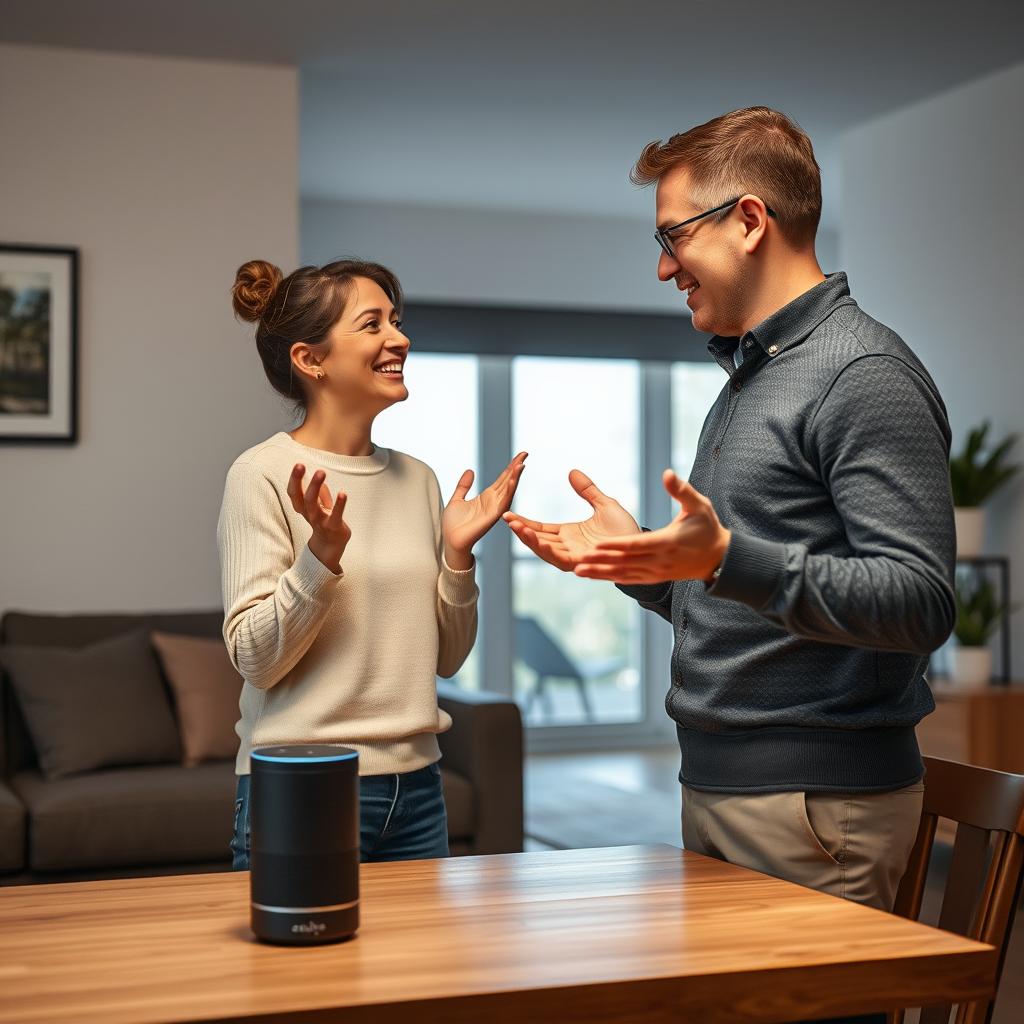 Billedet, jeg har taget, illustrerer interaktionen mellem den avancerede AI-drevne Alexa-assistent og en bruger i et moderne hjemmemiljø. Motivationen bag billedet er at fange essensen af overgangen fra traditionelle kommandobaserede interaktioner til en mere dynamisk og menneskelig samtale, som den nye version af Alexa muliggør. Det viser en person, der står ved siden af en Alexa-enhed, mens de gestikulerer med hånden og smiler, hvilket symboliserer den positive brugeroplevelse. For at opnå dette billede benyttede jeg et Canon EOS R6-kamera med en 24-70mm f/2.8L linse. Billedet blev taget med en blænde på f/4 for at skabe en let sløret baggrund og fremhæve motivet, samtidig med at man får et indtryk af det moderne hjem. Jeg anvendte naturligt lys kombineret med en blød diffusor for at give en varm og indbydende atmosfære. I post-produktionen blev farverne justeret for at forstærke det livlige interiør og skabe en følelse af fremtidens teknologi der nemt integreres i vores hverdag.