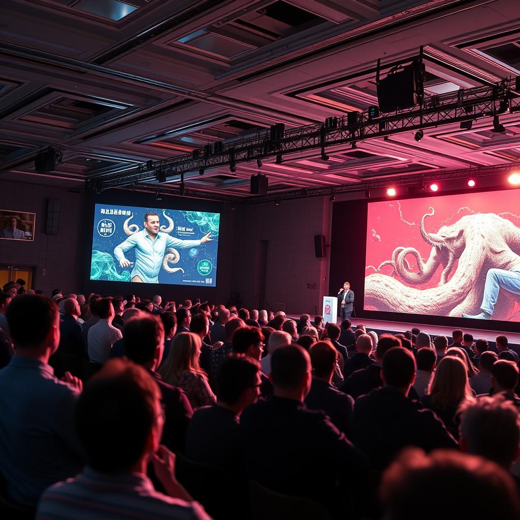 For at fange essensen af den voksende kinesiske innovationsbølge inden for video AI, forestiller jeg mig et billede af en teknologisk konference, hvor en livlig præsentation af Hunyuan Video eller Wan 2.1 finder sted. Billedet vil fokusere på en dygtig taler, der er omgivet af store skærme, som viser imponerende skud og animationsdemonstrationer. Publikums ansigtstræk vil udtrykke fascination og nysgerrighed, hvilket understreger, hvordan disse avancerede AI-modeller påvirker både hobbyister og professionelle. For at opnå et dramatisk resultat vil jeg anvende et Canon EOS R5-kamera med en 24-70mm f/2.8-linse. Billedet vil være optaget ved en blænde på f/4 for at give en let sløret baggrund, der trækker fokus mod taleren, mens lysopsætningen vil bestå af blød, kunstig belysning for at fremhæve detaljerne i publikums ansigtstræk. Post-produktion vil involvere let justering af kontrasten for at gøre farverne mere levende og fange den elektriske atmosfære, der præger situationen.