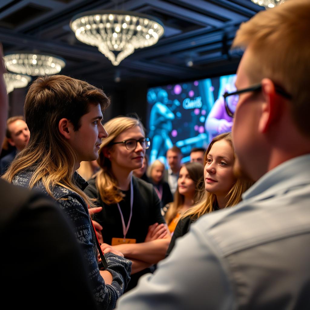 For at understøtte den afsluttende del af artiklen om fremtidens generative video AI, forestiller jeg mig et billede fra en teknologisk konference, hvor et detaljeret panorama af innovative præsentationer foregår. Billedet vil fange et øjeblik, hvor deltagerne interagerer med en ny AI-model, som præsenteres på store skærme i baggrunden, der viser hastige klip af både dynamiske animationssegmenter og virkelige optagelser. Fokus vil være på en gruppe entusiaster, hvis ansigtstræk udstråler fascination og forundring, hvilket illustrerer den voksende accept af AI i medieproduktionen. Jeg planlægger at tage billedet med et Canon EOS R5-kamera udstyret med en 24-70mm f/2.8-linse. Jeg vil bruge en blændeindstilling på f/4 for at opnå en blød sløring af baggrunden, hvilket vil fremhæve publikums udtryk og holde fokus på interaktionen med teknologien. Lysopsætningen vil inkludere en kombination af orienterende LED-lamper og bløde spotlights for at skabe en varm og inspirerende atmosfære. Post-produktionen vil fokusere på at forstærke farverne og kontrasten, hvilket vil fange den elektriske stemning af fremtidens videoproduktion, der præsenteres på konferencen.