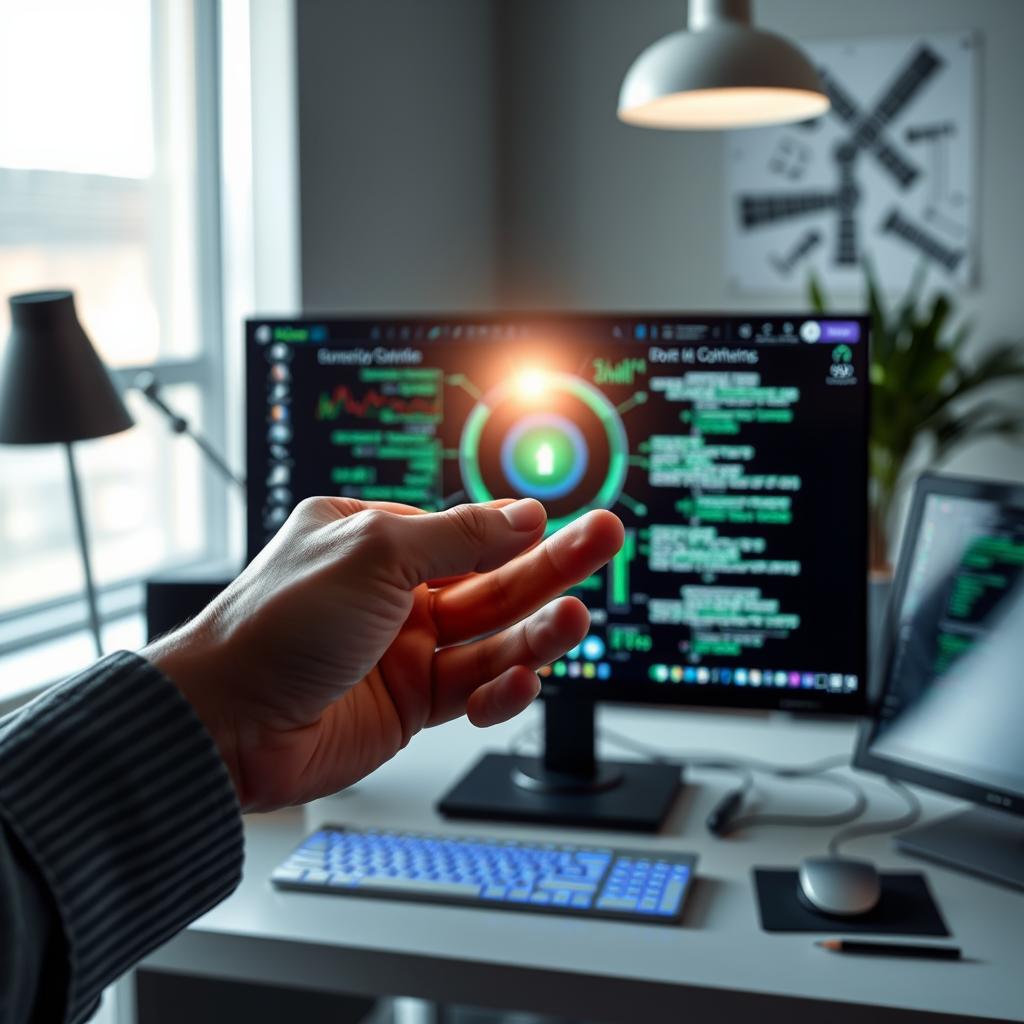 For at illustrere Nvidias strategiske investeringer i AI-startups, ville et billede af en moderne, stiliseret kontorplads med en computer, der kører AI-software, være ideelt. I billedet vil fokus være på en skærm, hvor data og komplekse algoritmer vises, mens et lys spiller hen over skærmen for at symbolisere innovation og mening. En hånd, der betjener musen, vil tilføje en menneskelig dimension til scenen og fremhæve den aktive deltagelse i teknologiens udvikling. Jeg ville anvende et Nikon Z6 kamera med en 50mm f/1.8-linse for at få en blød baggrundsdybde og fokusere på skærmen og brugerens hånd. Indstillingerne ville være blænde f/2.8 for at opnå en god dybdeeffekt og lukketid på 1/125 sekunder for at sikre et skarpt billede med den mindste bevægelse. Efterfølgende ville jeg bruge Adobe Photoshop til at justere lyset og farverne, så de fremhæver det innovative og fremadskuende aspekt af Nvidias engagement i AI-teknologi.
