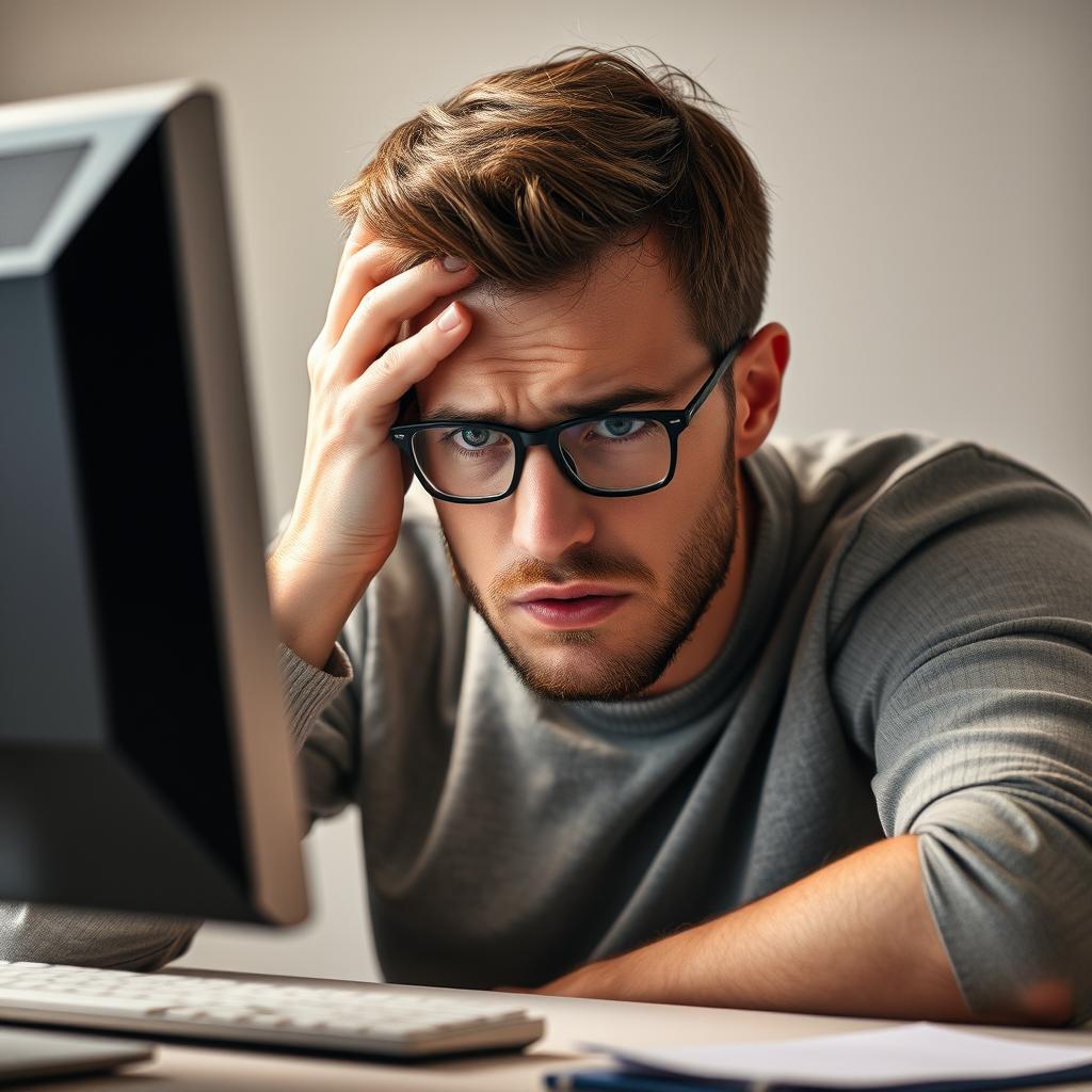 Billedet, der passer til den første tredjedel af artiklen, er et nærbillede af en person, der sidder ved en computer og interagerer med ChatGPTs nye Advanced Voice Mode. Personen ser frustreret ud, med en hånd på hovedet og øjnene rettet mod skærmen, som viser et interface med stemmegenkendelse aktiv. Kompositionen fokuserer på ansigtstrækene, der udtrykker skuffelse, mens skærmens lys kaster et blødt skær over dem, hvilket fremhæver den moderne teknologi og den emotionelle reaktion i scenen. Billedet blev taget med en Canon EOS R5 med et 50mm f/1.2 objektiv, indstillet til f/2.8 for at opnå en blid bokeh-effekt, der adskiller motivet fra baggrunden. Eksponeringen blev sat til 1/125 sekunder ved ISO 400 for at fange detaljerne i både ansigtet og skærmen. Efterfølgende blev billedet redigeret i Adobe Lightroom for at justere kontrast og farver, så den frustrerede stemning blev endnu mere fremtrædende i overensstemmelse med det centrale tema i artiklen.