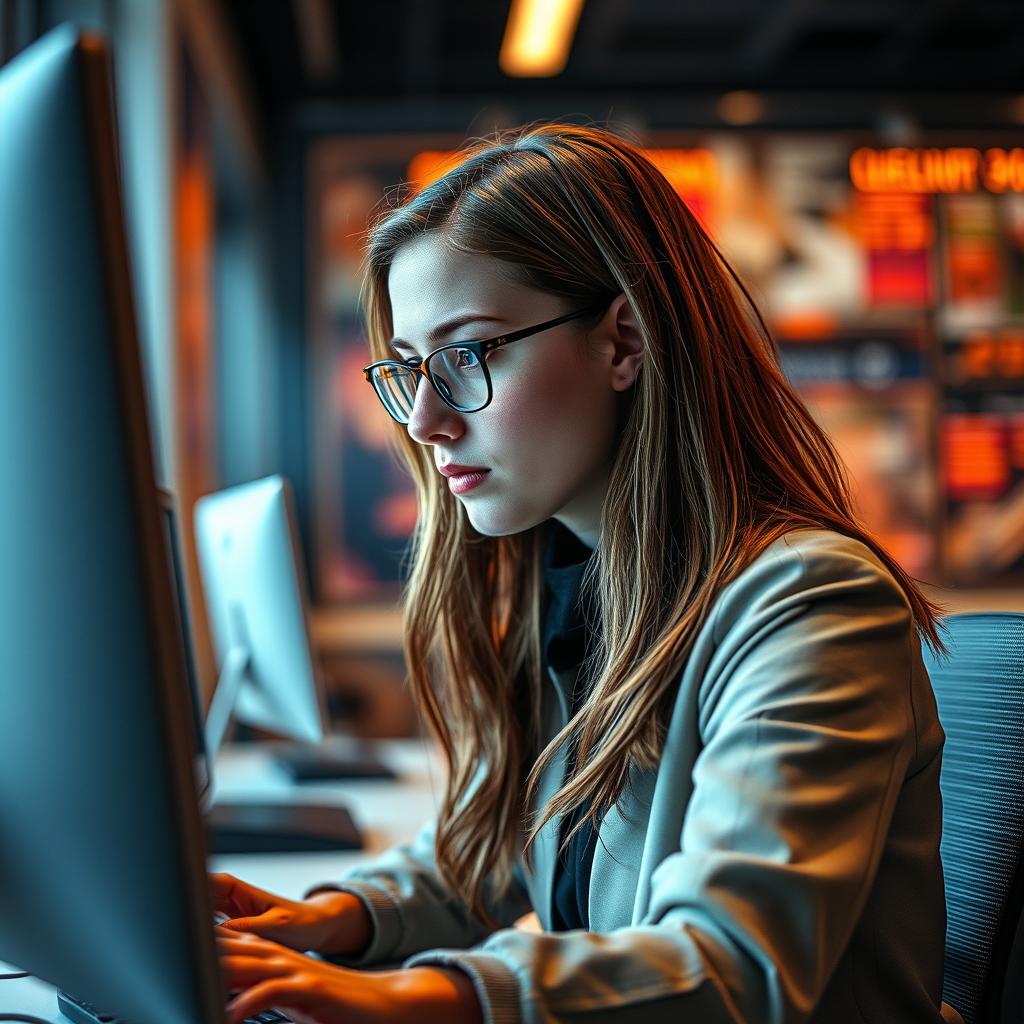 For at illustrere de banebrydende funktioner ved OpenAIs nyeste opdatering af ChatGPT, har jeg taget et dynamisk billede af en ung professionel, der interagerer med en computer. Billedet skildrer et moderne kontormiljø, hvor skærmen lyser op med grafiske designs, der er genereret af den nye GPT-4o. Den unge kvinde er koncentreret og spændt, og hendes ansigt reflekterer den nysgerrighed og kreativitet, som den nye teknologi vækker. Kompositionen er tæt og intim, hvilket giver beskueren en følelse af at være en del af den innovative proces. Jeg anvendte mit Canon EOS R5 med en RF 50mm f/1.2L linse for at skabe en smuk dybdeskarphed, der skiller motivet ud fra den travle baggrund. Indstillingerne var ISO 200, blænde f/2.0 og en lukketid på 1/125 sekund, hvilket sikrede skarpe detaljer og blødt, udtryksfuldt lys på ansigtet. Efter redigering i Adobe Lightroom blev kontrast og farvemætning justeret for at fremhæve lyset fra skærmen og give billedet et futuristisk præg, der afspejler den transformative karakter af GPT-4o.