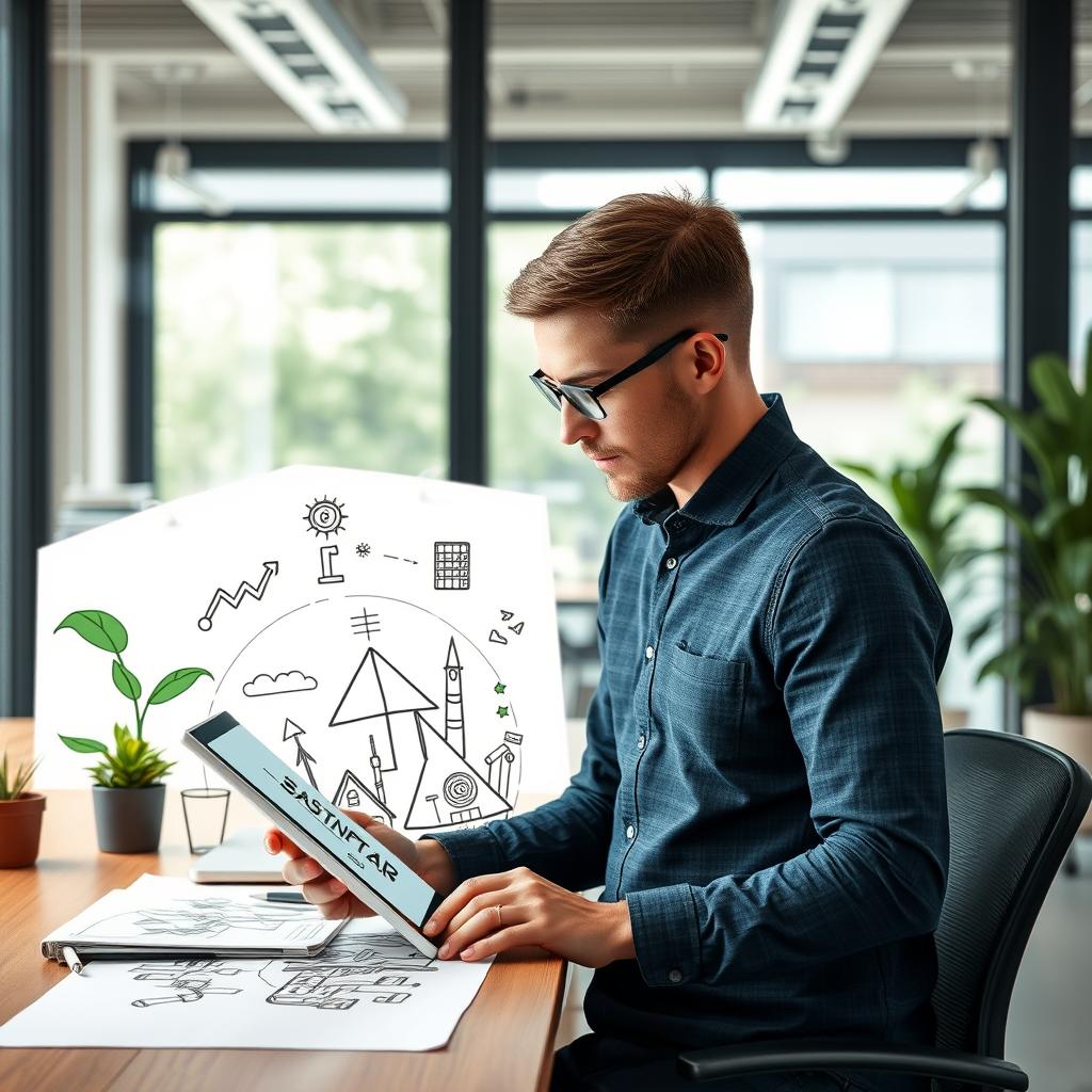 Til at komplementere introduktionen til problematikken omkring AIs klimaaftryk, vil jeg tage et billede af en moderne arbejdsplads, hvor en kreativ professionel interagerer med en AI-drevet enhed (som en tablet eller laptop). Billedet vil vise personen i en eftertænksom positur, mens AI-programmet illustrerer et grafisk design på skærmen, omgivet af planter og genbrugsartikler for at symbolisere bæredygtighed og miljøbevidsthed. Kompositionen skal fremhæve både teknologiens innovation og den menneskelige indsats for at minimere klimaaftrykket, og dette vil skabe en visuel fortælling om samarbejdet mellem menneske og maskine. Til det tekniske opsætning vil jeg anvende et Canon EOS R6 med et 24-70mm f/2.8-objektiv. Billedet vil blive taget med en blænde på f/4 for at sikre en delvis sløret baggrund, der fokuserer på interaktionen mellem personen og AI-enheden. ISO vil blive sat til 400 med en lukkerhastighed på 1/125 for at undgå bevægelsessløring i det naturlige lys, der strømmer ind fra vinduet. Efterfølgende vil billedet blive redigeret i Adobe Lightroom, hvor jeg justerer kontrast og farvetone for at fremhæve de grønne elementer og den varme stemning skabt af lysindfaldet.