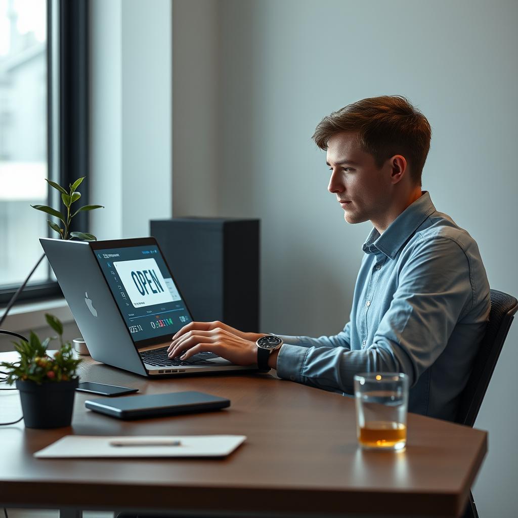 Til den midterste sektion af artiklen vil jeg tage et billede, der skildrer en ung professional, der arbejder ved en moderne arbejdsplads med en AI-drevet enhed. Motivets centrale fokus vil være personen, der sidder foran sin laptop med et kreativt design åbent på skærmen, mens der er en plante og genbrugsmaterialer på skrivebordet for at symbolisere bæredygtighed. Kompositionen vil følge tredelingsprincippet for at skabe en harmonisk balance, der fremhæver interaktionen mellem menneske og maskine, hvilket understreger den innovative og bæredygtige tilgang, som AI kan tilbyde i kreative processer. Jeg vil anvende et Nikon Z6 med en 24-70mm f/4 objektiv til denne optagelse. Blænden vil blive sat til f/4 for at opnå en let sløret baggrund, mens ISO vil blive indstillet til 800 for at fange den naturlige lys atmosfære fra vinduet. Lukkerhastigheden vil være 1/160 sekunder for at sikre, at billede forbliver skarpt, selv med de subtile bevægelser fra personen. I post-produktionen vil jeg anvende Adobe Photoshop til at finjustere farverne og kontrasten, så de grønne elementer står skarpt og bringer en varm og indbydende fornemmelse til billedet.