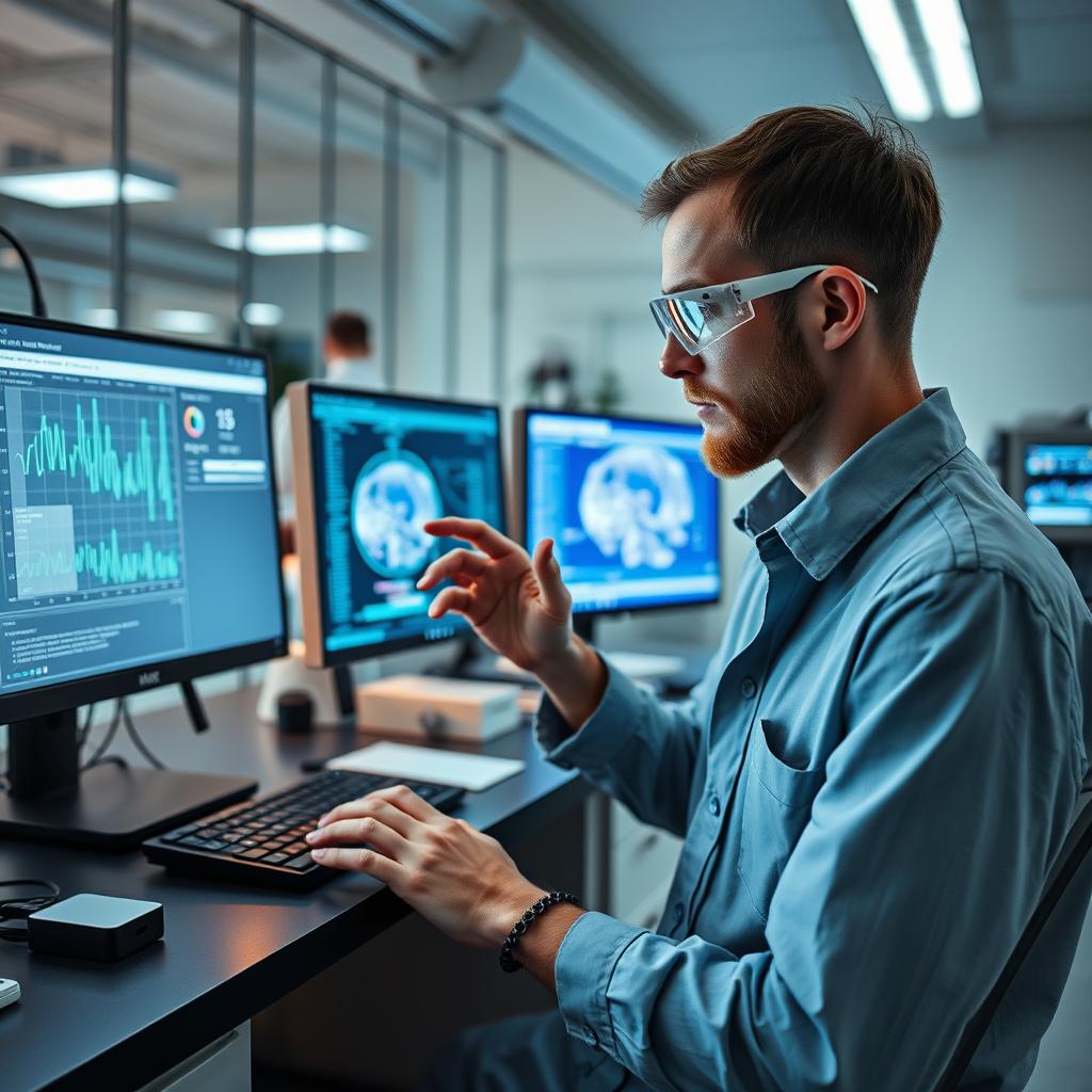 Til denne artikel vil et fængende foto være et nærbillede af en forsker, der arbejder intensivt med Meta AIs Llama 4 modeller i et moderne laboratorium. Billedet vil fange essensen af den transformative kraft af kunstig intelligens, hvor forskeren interagerer med en computerskærm, der viser komplekse data og visualiseringer fra Llama 4. Den dynamiske atmosfære i laboratoriet vil være omkranset af avanceret teknologi, herunder skærme og prototyper, der understøtter idéen om innovation og fremskridt. Kompositionen vil følge tredelingsprincippet, hvor forskeren er placeret til venstre for billedet, mens computeren og visuals fylder de resterende områder. Jeg vil anvende et Canon EOS R5 med et 24-70mm f/2.8 objektiv, sat til en lukkerhastighed på 1/125 sekund, blænde f/4 og ISO 400 for at sikre dybdeskarphed og klarhed. Post-produktionen vil inkludere farvejusteringer for at fremhæve laboratoriets futuristiske følelse. Dette billede vil kommunikere den innovative ånd, som artiklen beskriver, og vise, hvordan AI forvandles fra koncept til praksis.