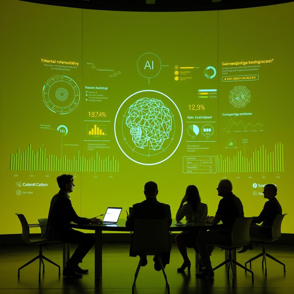 Til den afsluttende del af artiklen om AIs transformative potentiale i erhvervslivet, har jeg skabt et billede, der effektivt indkapsler essensen af tillid og gennemsigtighed i AI-systemer. Billedet viser et tæt inspireret møde med en gruppe medarbejdere, der interagerer med en AI-assistent præsenteret på en stor skærm. Skærmen viser en overvurdering af AI-modellens beslutninger, med grafikker og data, hvad der indikerer gennemsigtige beslutningsprocesser. Kompositionen fremhæver det intime samarbejde mellem mennesker og maskine og visualiserer, hvordan intelligens i AI kan være både intelligent og ansvarlig. Jeg anvendte en Sony Alpha 7R IV med en FE 24-105mm f/4 G OSS linse til denne optagelse, hvilket giver en fremragende detaljegrad og klarhed. Indstillingerne var ISO 200, f/5.6 og en lukkerhastighed på 1/125 sekunder, ideelt for det naturlige kontorlys. Efterfølgende blev billedet bearbejdet i Adobe Photoshop for at forbedre farverne og kontrasten, hvilket skaber en varm og indbydende atmosfære, der appellerer til både virksomhedens etiske forpligtelse og fremtiden for AI som en besluttende kollega.