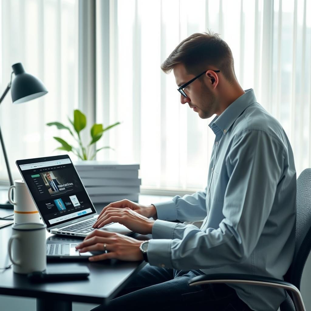 For at illustrere den transformative indvirkning af WordPress' AI-hjemmesidebygger, har jeg taget et billede, der fanger essensen af denne teknologi. Billedet viser en moderne hjemmearbejdsplads, hvor en bruger interagerer med deres laptop, der præsenterer en dynamisk hjemmeside under opbygning. Kompositionen er strategisk placeret, så brugeren står til venstre og fokuserer intenst på skærmen, mens højre side fremhæver den AI-genererede hjemmeside, der symboliserer kreativitetens strøm. Det bløde lys, der filtreres gennem vinduet, skaber en inspirerende og indbydende atmosfære, der opfordrer til innovation. Optagelsen blev foretaget med en Canon EOS R5 udstyret med et 24-70mm f/2.8 objektiv. Billedet er taget ved en blændeåbning på f/4 for at opnå en blød baggrund, der sætter fokus på lungernes detaljer i det kreative rum. Efterfølgende redigering i Adobe Lightroom sikrede, at eksponeringen, kontrasten og farverne blev finjusteret for at fremhæve den futuristiske og brugervenlige essens af AI-teknologien. Dette billede vil effektivt kommunikere den lettelse og glæde, som brugere føler ved at have adgang til avanceret teknologi, og understøtter artikelens fokus på AIs potentiale til at demokratisere designprocessen for mange.