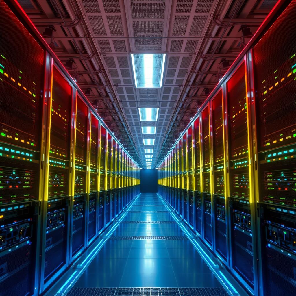 Til den første del af artiklen om Google og deres nye Ironwood TPUs kunne et imponerende billede af en moderne datacenterfacilitet være ideelt. Billedet kunne fange et panorama af serverrækkene, hvor de avancerede TPUs er installeret, og vise det pulserende liv i et miljø, der emmer af teknologi. Med bløde lysstrømmer, der fremhæver de glitrende metaller og en cool farveskala i blå og grå, kan kompositionen struktureres med førende linjer, der guider øjet mod de centrale komponenter. Tekniske specifikationer for billedet inkluderer brug af Canon EOS R5 med EF 24-70mm f/2.8L II USM linse, indstillet på en blænde på f/8 for maksimal skarphed. ISO 400 og en lukkerhastighed på 1/60 sekund ville fange detaljerne præcist uden at miste den indefinerbare glød fra LED-lysene, der belyser serverne. Efterbehandling i Adobe Lightroom ville omfatte farvejusteringer for at øge kontrasten og skarpheden, hvilket vil fremhæve de essentielle elementer og understøtte de centralt budskaber i artiklen om Googles fokus på AI-hardware.