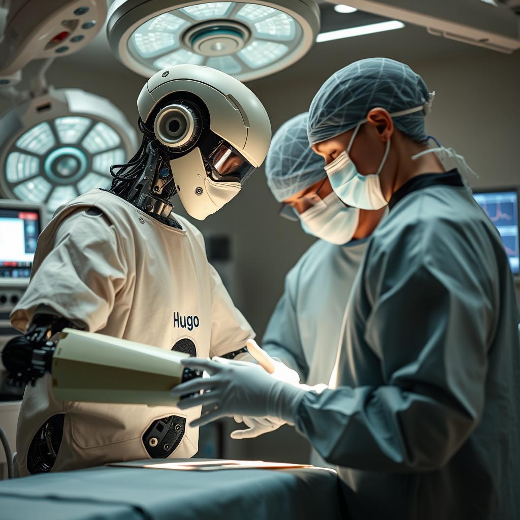 Til den første tredjedel af artiklen om den nye milepæl for robotkirurgi ville et billede af Hugo-systemet i aktion på en operationsstue være passende. Billedet kunne fange den komplekse og futuristiske opsætning, hvor kirurger betjener robotterne, samtidig med at der er overvågningsapparater, detaljerede skærme og medicinsk udstyr synligt i baggrunden. Motivets komposition skal tænkes omhyggeligt for at fremhæve både robotten og de medicinske fagfolk i samspil, der symboliserer samarbejdet mellem menneskelig præcision og avanceret teknologi. Jeg vil anvende et Canon EOS R5-kamera med et 24-70mm f/2.8-linse til at fange billedet i en lav lysindstilling, hvilket kræver en ISO-indstilling på 1600 og en lukketid på 1/125 sekund for at undgå uskarphed. Billedet vil blive taget med et fokus på dybdeskarphed for at sætte fokus på robotten, mens baggrunden, der viser kirurgerne i aktion, er let sløret. Post-produktionen vil inkludere justeringer af kontrast og farvetone for at skabe en dramatisk effekt, der afspejler den teknologiske innovation og de betydelige fremskridt i urologisk kirurgi.