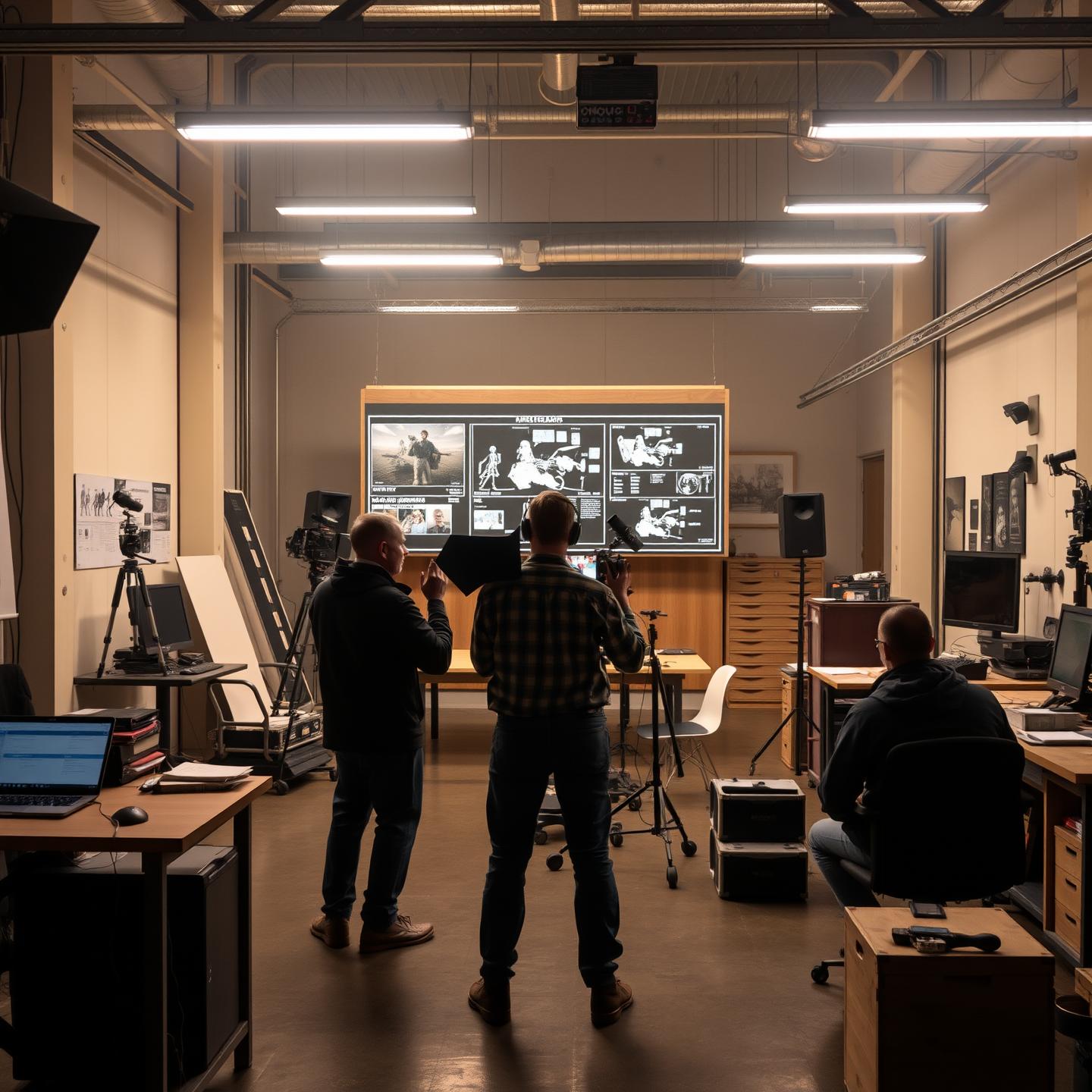 Til artiklens indledning om AIs indflydelse på filmproduktion ville et billede, der viser en filmmaker i en moderne arbejdsplads, hvor AI-værktøjer er i brug, være særdeles passende. Forestil dig et dynamisk miljø med skærme fyldt med storyboard-software og manuskript nedbrydningsværktøjer, mens instruktøren ser koncentreret ud og interagerer med teknologi. Billedet fanger den hektiske energi og innovation i filmverdenen, der drives af AI, og understreger den nye kreative frihed, som teknologien giver. Billedet kan tages med et Canon EOS R5 kamera og et 24-70mm f/2.8 objektiv for at sikre skarphed og dybde i bokeh. En blændeværdi på f/4 kan anvendes for at give en behagelig baggrundsudskillelse, mens ISO-værdien holdes lav (ISO 100-200) for at undgå støj. For at forbedre stemningen kan en svag bluelight belysning tilføre en futuristisk tone, der symboliserer teknologi, og en hurtig lukkerhastighed (1/125 sek) vil hjælpe med at fryse enhver bevægelse, hvilket giver et klart og professionelt udtryk. Billedet vil ikke kun være visuelt appellerende, men det vil også kommunikere essensen af AIs transformative rolle i filmproduktion.