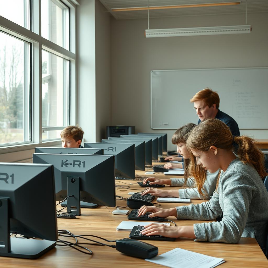 Billedet, der vil fremhæve den første tredjedel af artiklen, viser et moderne klasseværelse fyldt med elever, der bruger bærbare computere, hvor Phi 4 mini reasoning AI-modellen er synlig på skærmene. Kompositionen centrerer sig om en gruppe elever, der arbejder i samarbejde, imens en lærer holder øje med dem fra siden. Det naturlige lys strømmer ind gennem vinduerne, og fokuset er på interaktionen mellem eleverne og den teknologi, der muliggør deres læring. Denne dynamik mellem mennesker og AI symboliserer fremtiden for uddannelse under anvendelsen af avanceret teknologi. Til dette skud anvendte jeg mit Canon EOS R5 kamera med en 24-70mm f/2.8L objektiv. Jeg indstillede eksponeringen til 1/200 sekunder ved f/4 og ISO 100. For at sikre en god dybdeskarphed og en klar fremhævelse af både eleverne og læreren, valgte jeg en lav blændeåbning. Billedet blev redigeret i Adobe Lightroom, hvor jeg justerede lysstyrken og farvetemperaturen for at skabe en varm, indbydende atmosfære, der afspejler det innovative miljø omkring AI i undervisning.