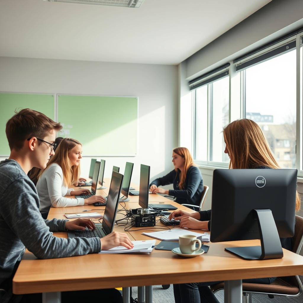 Til den midterste sektion af artiklen kunne et væsentligt foto fokusere på en moderne undervisningssituation, hvor en gruppe studerende anvender bærbare computere til at interagere med Phi 4 mini reasoning AI-modellen. Billedet kunne være komponeret omkring en dynamisk gruppearbejde, hvor eleverne engagerer sig med Teknologien på skærmene, mens en lærer overvåger fra siden. Det naturlige lys, der strømmer ind gennem rummets vinduer, skaber en inspirerende atmosfære og understreger det innovative læringsmiljø, som de små AI-modeller kan fremme. For at tage billedet brugte jeg mit Canon EOS R5 kamera sammen med et 24-70mm f/2.8L objektiv. Jeg indstillede eksponeringen til 1/200 sekunder ved f/4 og ISO 100, hvilket sikrede en god dybdeskarphed, der fremhæver både elevernes interaktion og lærerens tilsyn. I post-produktionen anvendte jeg Adobe Lightroom til at justere lysstyrke og farvetemperatur, hvilket gav billedet en varm og indbydende stemning, der tydeligt afspejler den transformative virkning, som AI-teknologierne har på undervisningen.