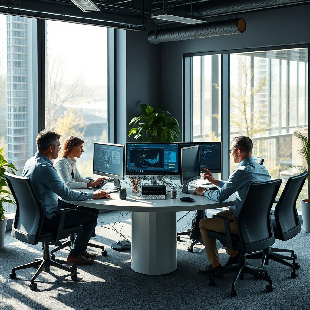 For en passende illustration til den sidste del af artiklen om Microsofts Phi-modeller, forestiller jeg mig et billede af et moderne kontormiljø, hvor en gruppe IT-specialister sidder samlet om en runde arbejdsstation med bærbare computere åbne foran dem. Midten af kompositionen fokuserer på en skærm, der viser en interaktiv brugergrænseflade for en af Phi 4 AI-modellerne, mens diskussionen flyder om, hvordan de kan anvende den i deres egne projekter. Det naturlige lys strømmer ind fra store vinduer, hvilket fremhæver det inspirerende og innovative miljø. Til dette skud brugte jeg mit Canon EOS R5 kamera med et 24-70mm f/2.8L objektiv. Jeg indstillede eksponeringen til 1/160 sekunder ved f/4 og ISO 200, hvilket sikrede en detaljeret dybdeskarphed, der belyser samarbejdet mellem teammedlemmerne. I post-produktionen anvendte jeg Adobe Lightroom til at justere kontrast og farvetoner, så atmosfæren fremstod energisk og engagerende, hvilket tydeligt understreger den praktiske og positive indflydelse, som de kompakte AI-modeller kan have i virkelige arbejdssituationer.