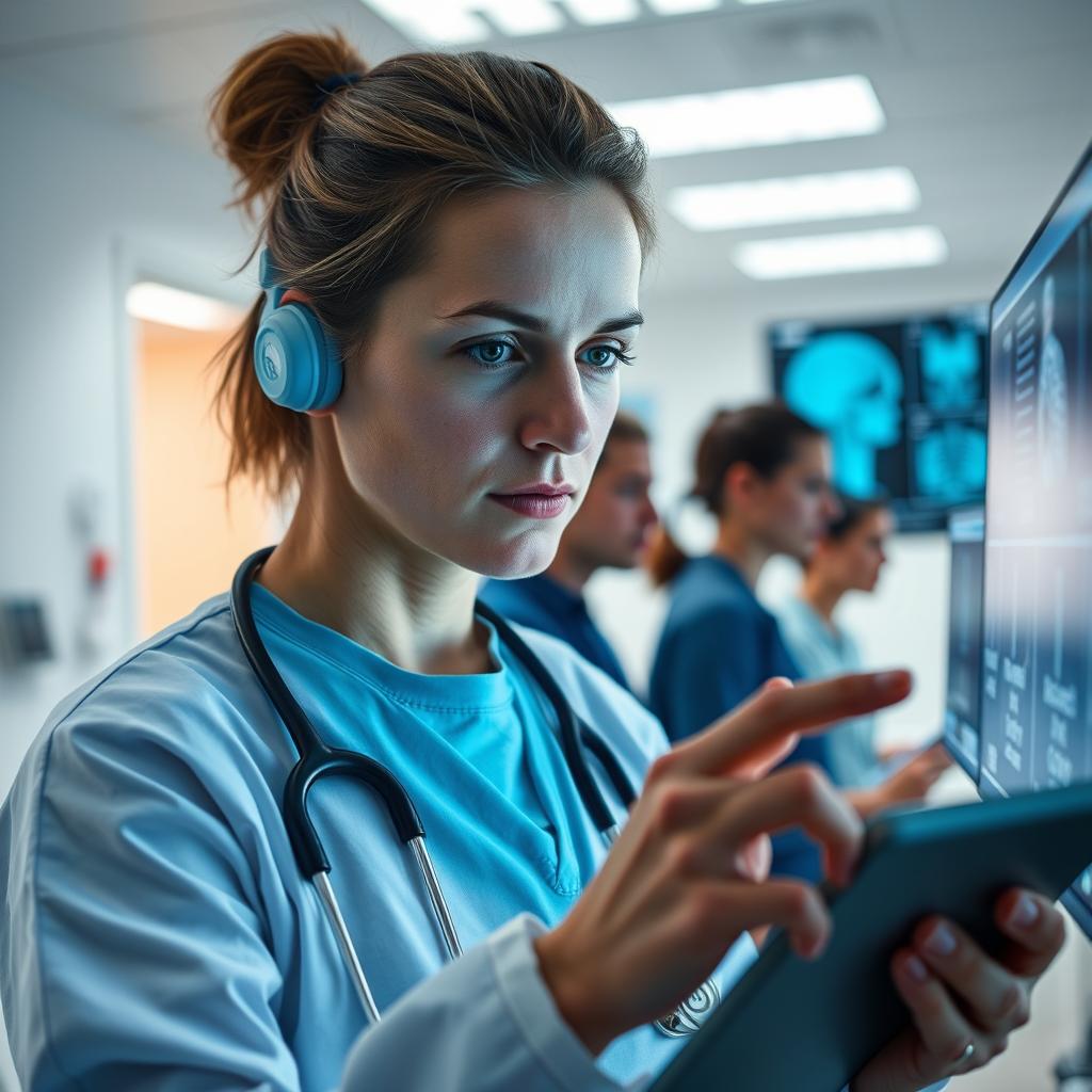 Til artiklen om kunstig intelligens i sundhedssektoren ville jeg tage et billede af en sundhedsperson, der interagerer med en multimodal AI-diagnoseenhed i et moderne klinisk miljø. Motivets fokus ville være på sundhedspersonens ansigt, der udstråler koncentration og nysgerrighed, mens AI-systemet analyserer patientens billeder på en skærm ved siden af. I baggrunden vil vi se andre sundhedspersonale, der arbejder med digitale enheder, hvilket skaber et billede af, hvordan avanceret teknologi integreres i daglig klinisk praksis. Jeg ville anvende et Canon EOS R5-kamera med en 24-70mm f/2.8 linse, indstillet på f/4 for at fremhæve sundhedspersonens ansigt tydeligt, mens baggrunden er let uskarp for at tilføje dybde til billedet. ISO ville blive sat til 400 for at opnå god billedkvalitet under de kunstige belysningsforhold i klinikken. Bløde lysforhold ville være essentielle for at fremhæve de menneskelige elementer, hvilket efterfølgende ville blive finjusteret i Lightroom for at sikre en indbydende og professionel fremtoning i det endelige billede.