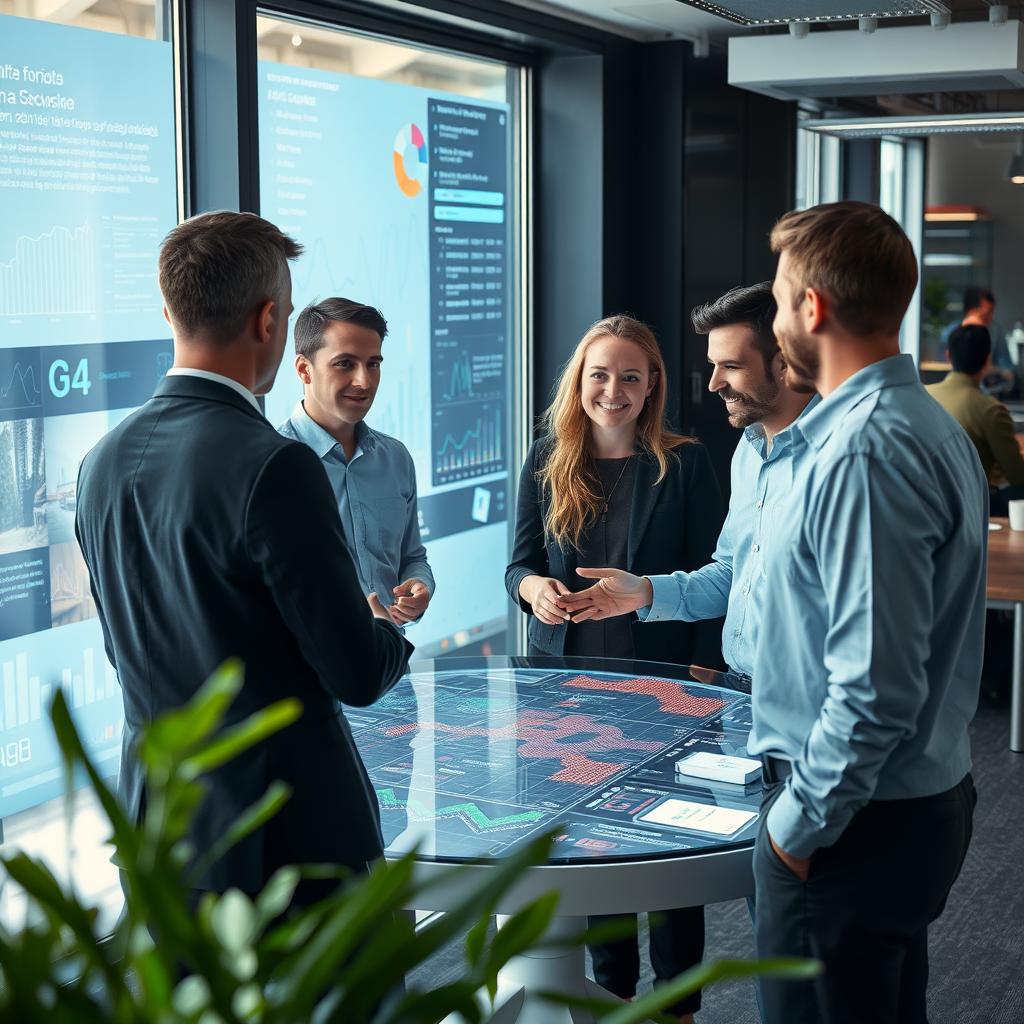 Til denne artikel kunne et billede, der indfanger den kognitive migration, være en scene fra et moderne kontormiljø, hvor medarbejdere interagerer med avanceret AI-teknologi. Billedet vil fokusere på en gruppe kolleger, der engageret står omkring en stor skærm, der præsenterer dynamiske dataanalyser og AI-genererede visualiseringer. Deres ansigtstræk vil formidle nysgerrighed og begejstring, hvilket understreger den menneskelige interaktion og det samarbejde, der er essentielt i denne nye æra af arbejdsmarkedet. Lysforholdene skal være bløde og naturlige, hvilket skaber en inspirerende atmosfære. For at opnå det ønskede resultat vil jeg anvende mit Canon EOS R5 kamera sammen med et RF 24-70mm f/2.8L IS USM objektiv. Eksponeringsindstillingerne vil være sat til 1/125 sek., f/4 og ISO 400 for at sikre en skarphed, der tydeligt fremhæver både detaljerne i medarbejdernes ansigtstræk og de informationer, der vises på skærmen. Billedet vil efterfølgende blive redigeret i Lightroom for at justere kontrast og farvemætning, hvilket sikrer, at den dynamiske symbiose mellem mennesker og teknologi fremstår levende og engagerende.