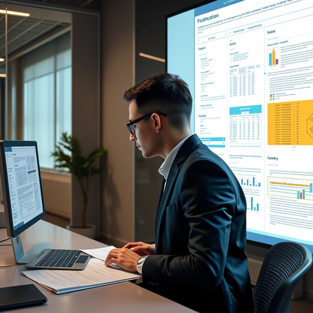 For at fange essensen af den teknologiske evolution fra traditionel OCR til agentbaseret dokumentudtræk, vil jeg tage et billede af en moderne kontorarbejdsplads. Motivationen vil være en receptionist eller medarbejder, der interagerer med en avanceret AI-drevet dokumentudtræksløsning på en skarp, ultramoderne skærm. Billedet vil fokusere på skærmen, der viser komplekse dokumenter med forskellige layoutformer som håndskrevne noter, tabeller og diagrammer, mens medarbejderen ser koncentreret ud. Denne komposition vil symbolisere den overgang, som mange virksomheder oplever i forbindelse med deres dokumenthåndtering. Jeg vil anvende et Canon EOS 5D Mark IV-kamera med en 24-70mm f/2.8-linse. Jeg planlægger at anvende kompositionens tredeling, med skærmen placeret i den ene tredjedel og medarbejderen i den anden. Kameraindstillingerne vil være blændeåbning på f/4 for at sikre både skærm og medarbejder er i fokus, samt ISO 400 ved 1/125 sek. Efterfølgende vil jeg redigere billedet i Adobe Lightroom for at justere lysstyrke og kontrast, så det teknologiske aspekt fremhæves, hvilket understøtter artiklens centrale budskab om effektivisering af læring og automatisering.