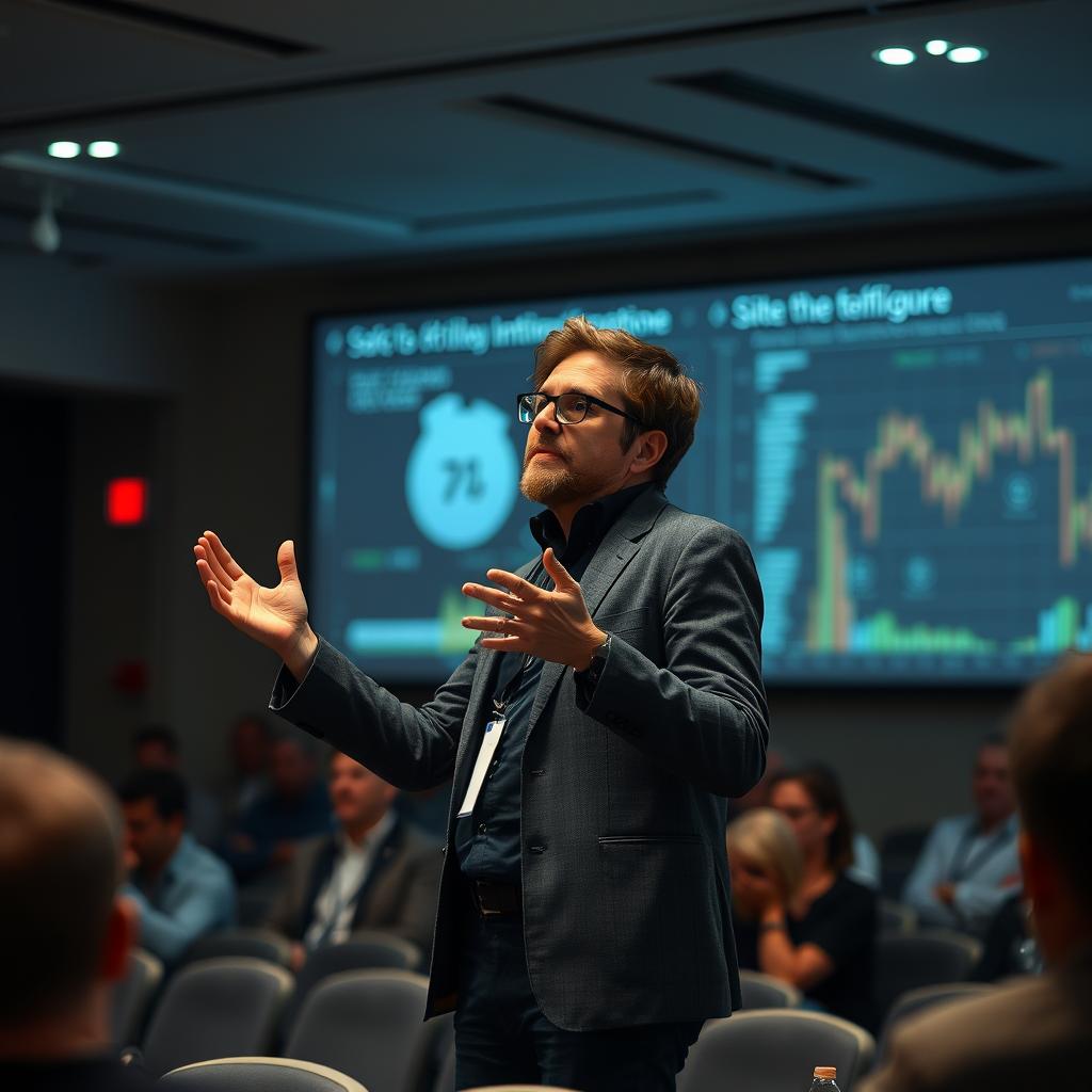 Til den afsluttende del af artiklen ville et powerfuldt billede af Ilya Sutskever, CEO hos Safe Superintelligence, i et dynamisk og engagerende øjeblik under en præsentation, være perfekt. Billedet ville fange Sutskever midt i en begejstret gestik, mens han præsenterer SSI’s vision for sikker superintelligens. Det ville blive taget i en svagt oplyst sal, hvor spotlightet fokuserer på ham som den centrale figur, mens baggrunden subtilt sløres for at fremhæve hans ansigt og teknologi omkring ham, såsom skærme med data og grafikker. Billedet ville blive taget med et Canon EOS R5-kamera og en RF 24-70mm f/2.8 linse. De tekniske indstillinger ville inkludere en lukketid på 1/200 sekund, blænde f/2.8 og ISO 800 for at understrege detaljer i det svage lys. Redigeringen i Adobe Lightroom ville fokusere på at justere kontrasten og mætningen for at fremhæve en dynamisk og energisk atmosfære, der komplementerer artiklens budskab om innovation og konkurrencen i AI-landskabet. Dette billede vil ikke blot være en visuelt dragende illustration, men også dybt relevant for den igangværende diskussion om SSI’s fremtid og den bredere teknologiudvikling.