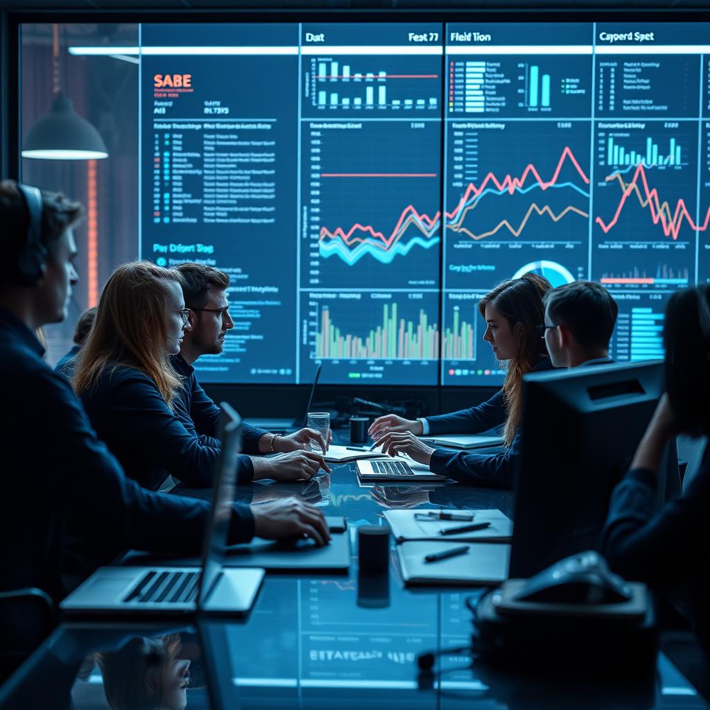 Til den midterste del af artiklen vil et passende billede vise det futuristiske arbejdsmiljø, hvor medarbejdere interagerer med DeepSeek-TNG R1T2 Chimera AI-modellen. Motivationen for billedet er at fange den intense koncentration og begejstring hos en gruppe it- og forretningsledere, der analyserer data på en stor fladskærm, hvor grafiske visualiseringer af AIs hastighed og effektivitet er i fokus. Kompositionen skal have et dynamisk og innovativt præg; forgrundens interaktion mellem teammedlemmerne og skærmene i baggrunden skaber en engagerende visuel fortælling. Jeg vil benytte mit Canon EOS R5-kamera med et 24-70mm f/2.8 objektiv ved en blændeindstilling på f/5.6. Eksponeringstiden sættes til 1/160 sekunder, med ISO 800 for at sikre skarphed og detaljer under det svagt oplyste, moderne kontorlandskab. Lysopsætningen vil inkludere en kombination af naturligt lys fra vinduerne og blødt kunstigt lys for at fremhæve ansigtstræk og skabe en indbydende atmosfære. Billedet vil effektivt kommunikere Chimeras indflydelse på virksomheders fremtidige drift og innovation.