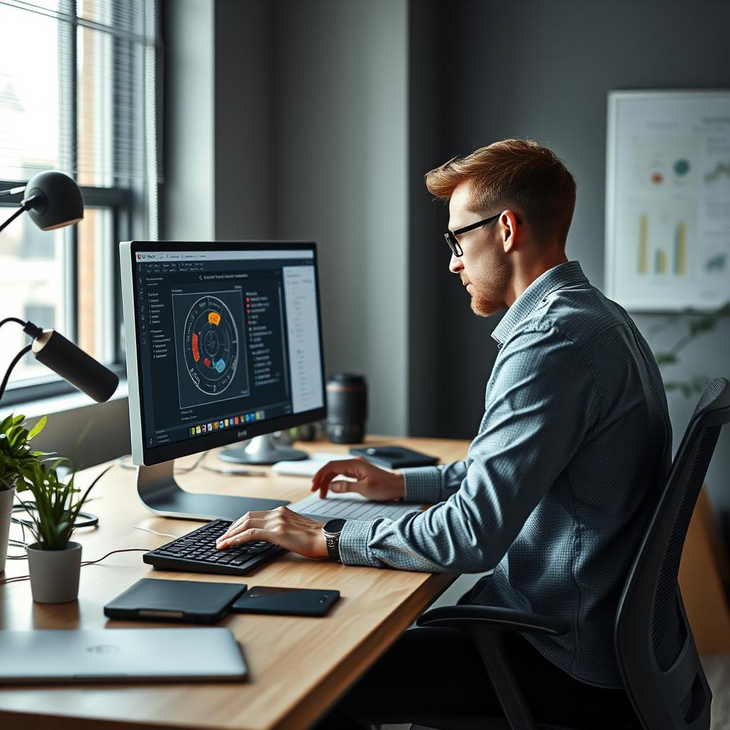 For at visualisere det kommende router-funktionalitet i ChatGPT, kunne jeg tage et billede af en moderne kontorplads, hvor en medarbejder arbejder intenst ved en computer, med fokus på skærmen, der viser ChatGPTs brugergrænseflade. Motivets komposition vil centrere sig om medarbejderen, mens skærmens indhold, der illustrerer de forskellige sprogmodeller og et grafisk diagram, tydeligt vises i forgrunden. Belysningen vil være naturlig og blød for at give en autentisk kontorstemning. Jeg vil bruge et Canon EOS R5-kamera med en RF 24-70 mm f/2.8-linse ved en blændeåbning på f/4 for at opnå en let sløret baggrund, der fremhæver hovedmotivet. Billedet vil blive redigeret i Adobe Lightroom for at justere kontrast og klarhed, hvilket vil fremhæve detaljerne på skærmen uden at overdrive farverne. Beskrivelse af billedet vil inkludere oplysninger om det tekniske setup, såsom kameramodel, linsetype, eksponeringsindstillinger samt formidling af det spændende aspekt ved, hvordan AI-teknologi kan forbedre arbejdsprocesse