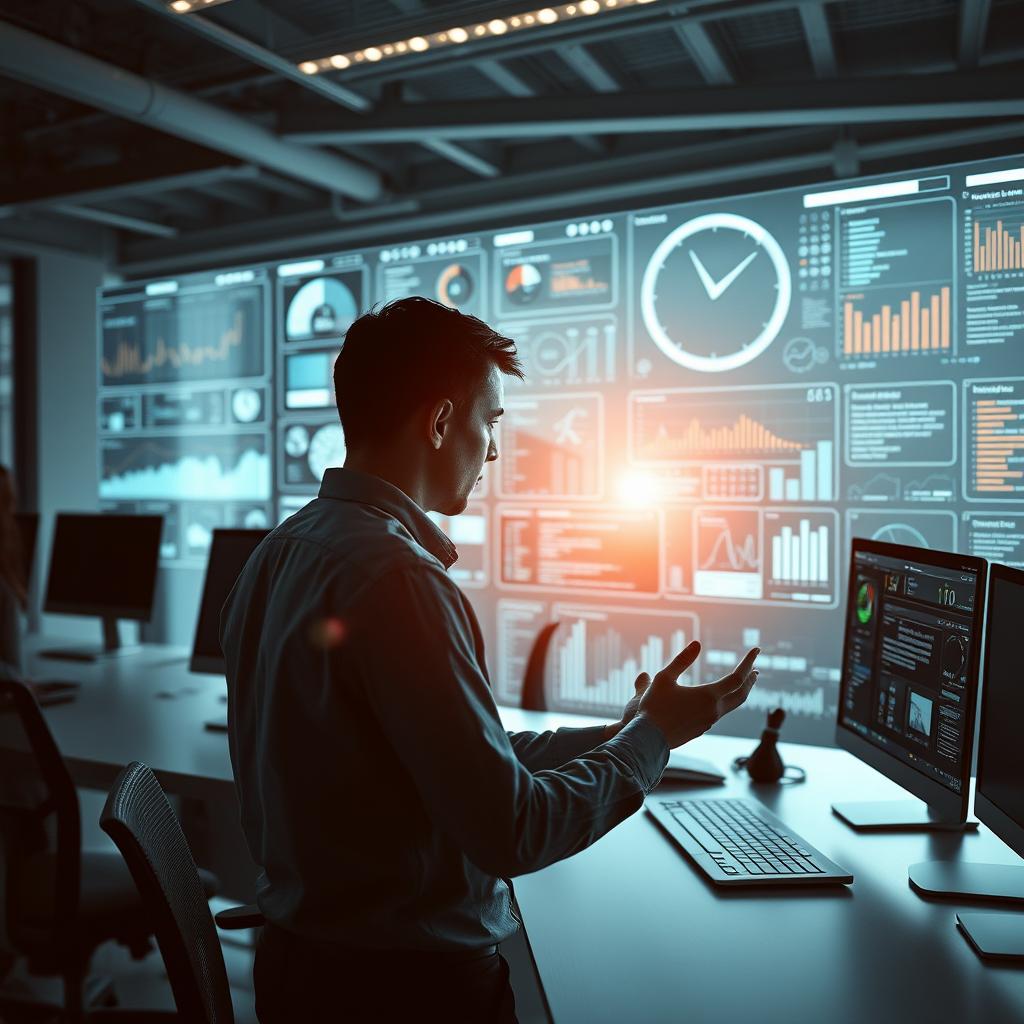 Til den midterste del af artiklen kunne et passende billede være et dramatisk panorama af en moderne arbejdsmiljø, hvor en person interagerer med flere skærme. Billedet kan fange en intens fokus på AI-analyse, med grafikker og data, der vises på skærmene, symboliserende den hurtige vækst af AI-henvisninger og deres indflydelse på digitale forretningsmodeller. Kompositionen bør følge tredelingsprincippet, hvor personen i fokus er placeret til venstre, mens højre side domineres af oplysninger fra AI-platforme som ChatGPT og Gemini. For at opnå denne visuelle præstation, skal der anvendes et Canon EOS R5 kamera med et 24-70mm f/2.8 objektiv. Indstillingerne kunne være ISO 400, blænde f/4, og en lukketid på 1/125 sekunder. Ved at eksperimentere med kunstig belysning og skygger kan man skabe en dynamisk atmosfære, der griber seeren. Efterfølgende vil billedet blive finjusteret med Adobe Lightroom for at fremhæve kontrasterne i farverne og skarpheden i detaljerne, hvilket vil give et moderne og engagerende udtryk,