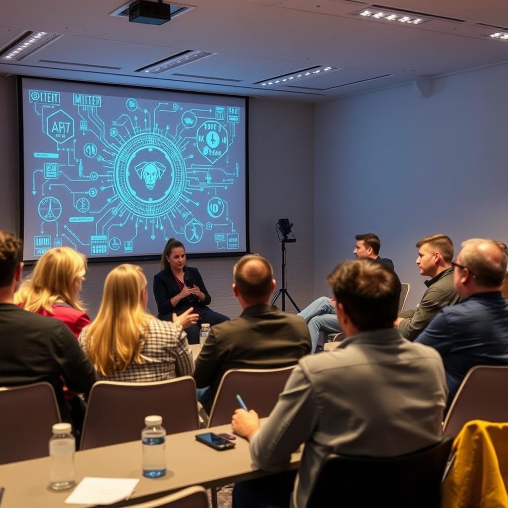 Til den første del af artiklen vil et billede, der fanger et øjeblik fra en masterclass, hvor coaches skaber livlige diskussioner om AI, være særligt relevant. Motivets fokus kunne være en samling af deltagere, der diskuterer energisk, nogle med ansigtstræk præget af betænksomhed, mens andre ser ud til at være åbne for ideerne. Billedet kan fremstilles som en halvtotal, der indfanger både kroppens sprog og det rum, de befinder sig i, og hvor en projektion af AI-relaterede billeder giver konteksten til samtalen. Jeg vil anvende et Canon EOS R5-kamera med et 24-70mm f/2.8 objektiv for at sikre skarphed og dybde i billedet. Indstillingerne kan være ISO 800, blænde f/4 for at få en balanceret dybdeskarphed, samt en lukkerhastighed på 1/125 sekund for at fange bevægelse uden slør. Post-produktionen vil involvere justering af kontrast og farvetemperatur for at fremhæve atmosfæren af spænding og skepsis i lokalet, som spejler den pågående intern debat om AIs relevans og betydning i professionelt arbejde.