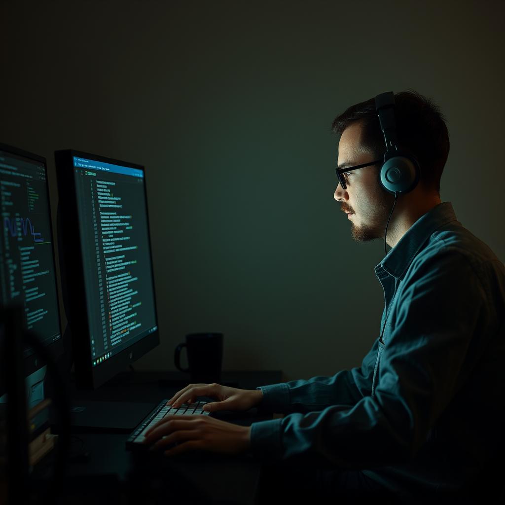 Til denne artikel vil et stærkt billede være et nærbillede af en person, der arbejder ved en computer med fokus på kodning og AI-programmering. Baggrunden bør være minimal med en sløret skærm, der fremhæver detaljer som komplekse koder og AI-algoritmer. Den personlige interaktion med teknologien vil formidle det centrale budskab om Googles engagement i EUs AI-regulering og kodeks. Belysningen vil være blød og varm for at skabe en indbydende stemning, der viser spændingen og innovationen i arbejdet med AI. Billedet kan være taget med et Canon EOS R5, udstyret med en 50mm f/1.2 linse. Indstillingerne kunne være en blændeåbning på f/2.8 for at opnå en behagelig dybdeskarphed, en lukkerhastighed på 1/125 sek. og ISO 200 for at sikre klarhed og minimal støj, selv under indendørs belysning. Efterfølgende redigeres billedet i Adobe Lightroom for at justere kontrast og farvebalance, hvilket sikrer, at det fanger den kreative proces og den teknologiske dybde, som artiklen refererer til.