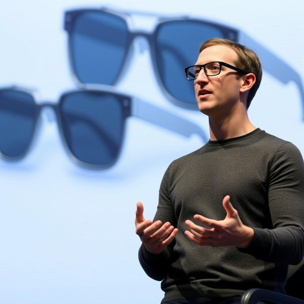 For at fange essensen af den første tredjedel af artiklen om Metas AI-briller, ville jeg tage et nærbillede af Mark Zuckerberg stående ved en præsentation på en teknologi-konference. Motivets fokus på hans ansigt og håndbevægelser, mens han forklarer visionen for AI-brillerne, vil formidle hans entusiasme og overbevisning. Baggrundens slørede elementer, såsom de præsenterede briller, vil give en dynamisk komposition, der leder øjet mod både taleren og innovationen. Udstyret vil inkludere en Canon EOS R5 med en RF 50mm f/1.2L linse for at skabe en sløret dybdeeffekt, hvilket giver et professionelt udtryk. Billedet vil være taget med en eksponeringstid på 1/250 sek, blænde f/2.8 for at opnå en behagelig bokeh, og ISO 400 for at få en klar og skarp gengivelse under de typiske konferencebelysninger. Post-produktion vil inkludere en let farvejustering for at fremhæve de vigtigste detaljer. Denne fremstilling vil ikke blot fremhæve Zuckerberg som figur i teknikverdenen, men også indfange den potentielle revolutio