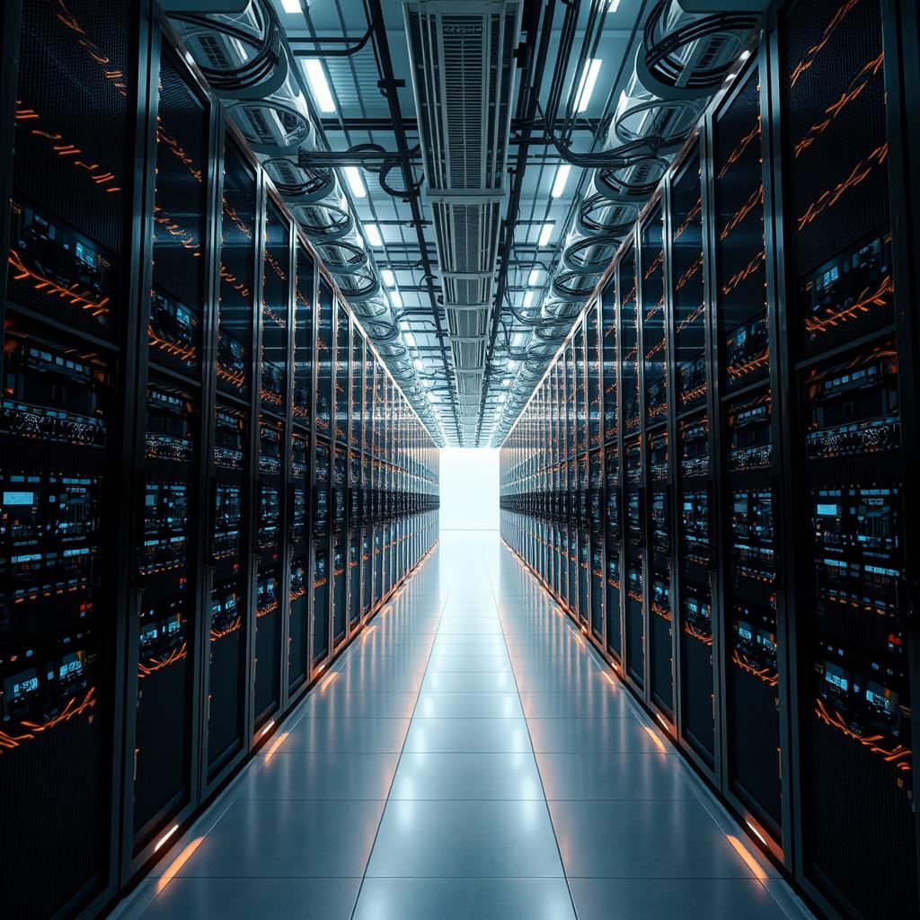 Til den første tredjedel af artiklen vil jeg tage et billede, der fanger essensen af AI-boomet og den efterfølgende magtkoncentration. Motivet vil være en moderne datacenter-facilitet, hvor store server-rum med blinkende lys og bunkevis af optiske kabler skaber et overvældende indtryk af teknologi og volumeni. Jeg vil fange en bred vinkel af datacentret, der viser både dets massive størrelse og detaljerne i kablerne. Kompositionen vil følge tredelingsteorien med kablerne som de diagonale linjer, der fører øjet ind i billedets dybde og fremhæver både kompleksiteten og skønheden i den teknologiske infrastruktur. Til dette billede vil jeg bruge mit Canon EOS R5-kamera med en RF 15-35mm f/2.8-linse for at opnå en god dybdeskarphed. Jeg vil sætte kameraet til en blændeåbning på f/4 for at sikre, at både forgrund og baggrund er tilstrækkeligt skarpe, samtidig med at lysfølsomheden sættes til ISO 800 for at undgå støj i de svagt oplyste sektioner af datacentret. Jeg vil også anvende en lukkerhastighed på 1/60 sekun