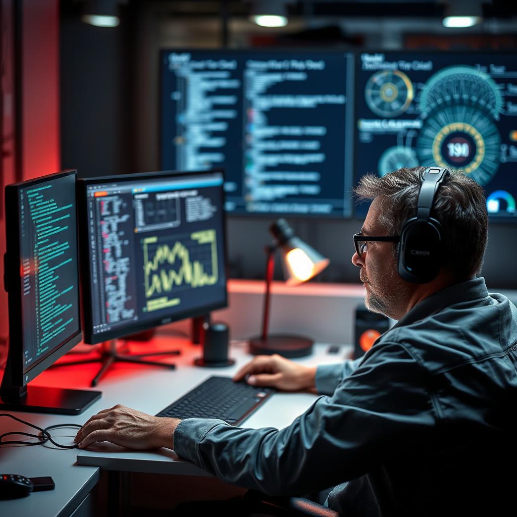 Til den første tredjedel af artiklen om Googles AI-drevne bug hunter, Big Sleep, kan jeg forestille mig et dramatisk billede af en computerarbejdsstation, hvor en specialist analyserer data på en skærm, der viser komplekse koder samt grafiske visualiseringer af sikkerhedssårbarheder. Kompositionen vil fokusere på den intense koncentration i specialistens ansigt og de farverige diagrammer, som fremhæver den teknologiske kunnen bag Big Sleep. Billedet er taget med en Canon EOS R5, udstyret med en RF 85mm f/1.2-linse, med en blændeåbning på f/2.8 for at skabe en blød baggrundsunskarphed, der trækker blikket mod motivet. Den blålige belysning fra skærmene giver en futuristisk stemning, der komplementerer AI-tematikken i artiklen. Dette visuelle greb vil både fange interessen hos teknikentusiaster og underbygge artikelens kernepoint om AIs indflydelse på cybersikkerhed. Billedet skal indsendes ubehandlet, men kan redigeres for at justere kontrast og farvetone, så den teknologiske ambiance fremhæves yderligere.