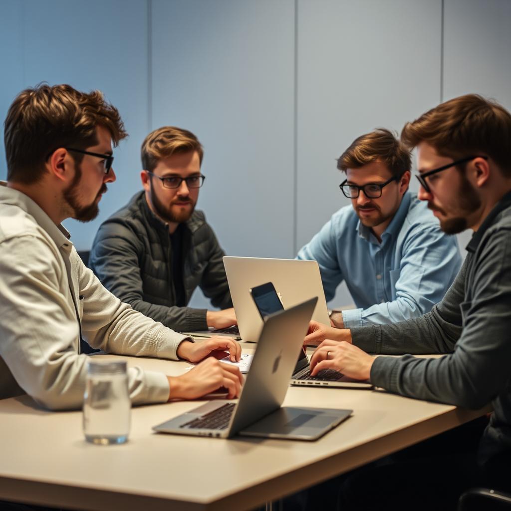 Billedet, der vil komplementere den første tredjedel af artiklen om Groq og HUMAINs lancering af OpenAIs sprogmodeller på GroqCloud, kunne være et dynamisk visuelt indtryk af en teknologisk arbejdsplads, hvor udviklere er dybt engagerede i deres opgaver. Billedet fokuserer på en gruppe udviklere, der sidder omkring et bord, med laptops åbne og data, kodning og AI-applikationer på skærmene. Lysøjeblikket fanger den intense koncentration i deres ansigtstræk, der vidner om den spændende nyhed og innovation, de arbejder med. Fotografisk set blev der benyttet et Canon EOS R5 med en 24-70mm f/2.8L linse, indstillet til en blændeæde på f/4 for at opnå en let sløret baggrund, hvilket fremhæver udviklerne i forgrunden. Der blev brugt naturligt lys kombineret med bløde LED-lys for at skabe en varm og indbydende atmosfære, samt en lukkerhastighed på 1/125 sekunder for at fange eventuelle bevægelser uden slør. Billedet blev efterfølgende redigeret i Adobe Lightroom for at justere eksponering og kontrast, så energien og