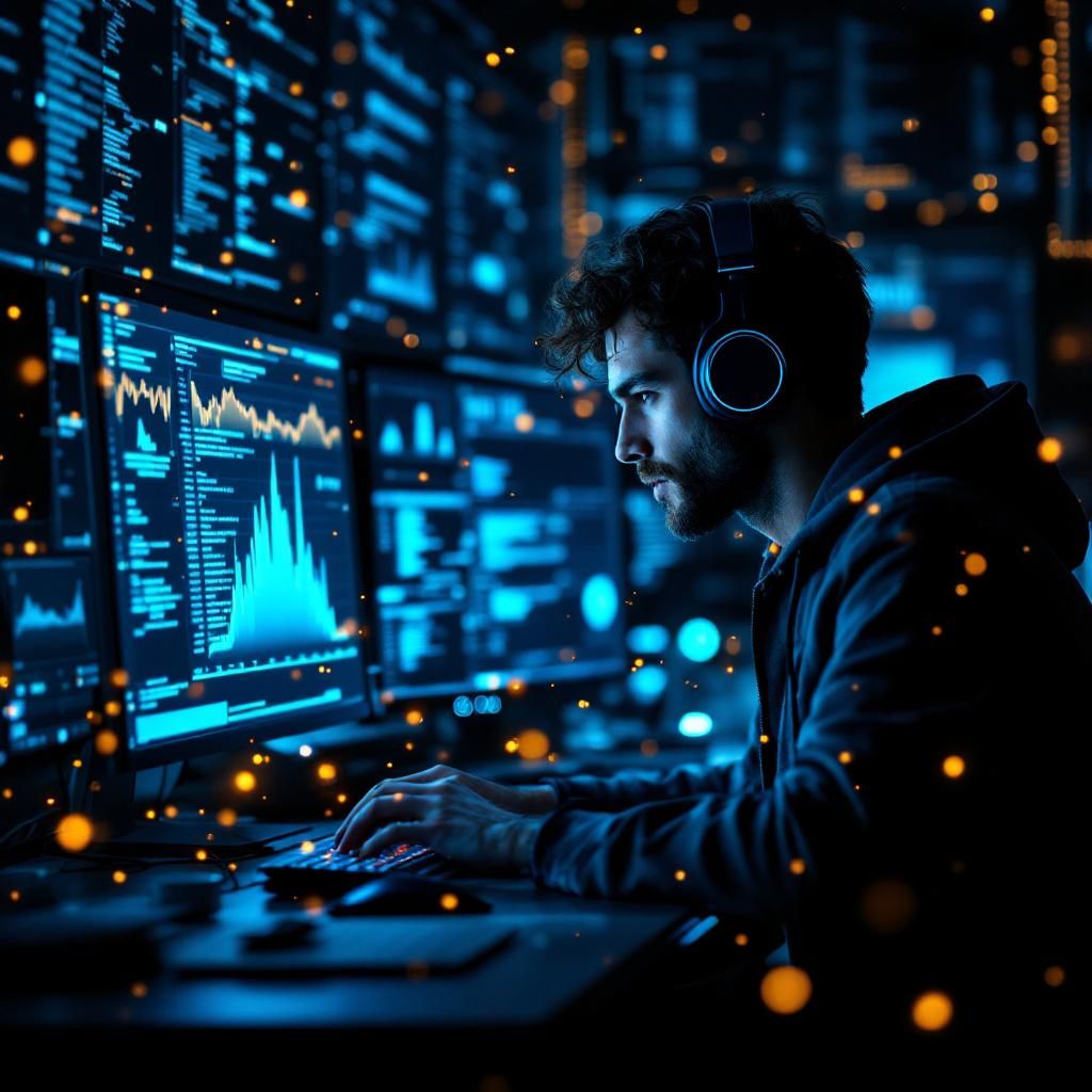Til denne artikel ville et imponerende foto, der visuelt fanger essensen af Anthropics lancering af persona vectors, fokusere på en programmerer, der arbejder intensivt ved sin computer, omgivet af skærme med grafikker, der illustrerer AI-modeller og deres algoritmer. Motivet skal være en tæt beskæring, der fremhæver programmørens koncentration og de former for data visualiseringer, der ofte anvendes i AI-udvikling. Billedet kan også inkludere et subtilt lys, der kaster en futuristisk glød, hvilket symboliserer den innovative karakter af teknologi. Denne opstilling vil samtidig illustrere den udvikler-centrerede tilgang til AI, som artiklen beskriver. For kompositionen har jeg valgt et makroobjektiv til at sikre, at detaljerne i skærmene klarer og fremhæver vigtige data i grafikken. Kameraet er et Canon EOS R5 med en 85mm f/1.2L linse, indstillingerne er ISO 200, blænde på f/1.8 og en lukkerhastighed på 1/60 sekunder for at indfange rummet i et tilstrækkeligt lys, samtidig med at jeg undgår rystelser. Efterf
