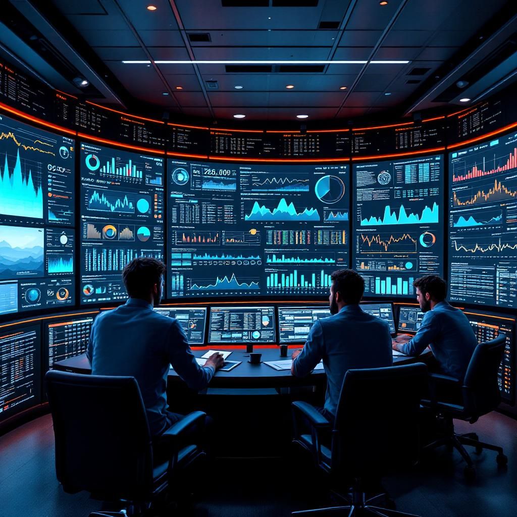 Forestil dig et billede af en hektisk driftssal, hvor et team af IT-udviklere og driftseksperter arbejder intensivt foran hævede skærme, der viser kørende datastreams og komplekse visuelle dashboards. Pludselig begynder nogle af dataene at blive farvekodede i klart definerede nuancer – blå for normale operationer, gul for advarsler og rød for kritiske fejl – hvilket symboliserer MCPs evne til at berige og gøre telemetry meningsfuld. I midten kan en stor, futuristisk skærm vise en AI-algoritme, der hurtigt korrelerer disse data, identificerer anomalier og foreslår løsninger, hvilket understreger, hvordan AI accelererer incident response. Kompositionen bruger tredeling for at fremhæve samarbejdet mellem menneske, data og AI. Kameraet, en Canon EOS-1D X Mark III med en 24-70mm f/2.8 lens, er sat til at fange den intense stemning med skarpe detaljer i ansigter og digitale elementer. Indstillingerne er sat til en hurtig lukketid på 1/500 sek., bred ISO 800 for at fange både lys og skygge præcist, og en blænde på
