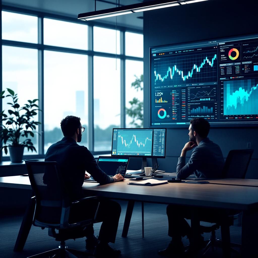 Et foto, der vil passe godt til den midterste artikel om Perplexitys bud på Chrome, bør visualisere det strategiske spil og de økonomiske baggrunde i teknologimarkedet. Forestil dig et realistisk billede af en moderne, high-tech kontorindstilling med en stor digital skærm i fokus, der viser grafikker af finansielle kurser, milliardbeløb og teknologilogoer som Chrome og Perplexity. Baggrunden kan indeholde en medarbejder i professionelt tøj, der analyserer data på computeren, mens en anden person diskuterer strategisk i en moderne konferencepenge, hvilket signalerer global konkurrence og store investeringer. Kompositionen, med fokus på skærm og arbejdsstation, anvender en dyb fokus dybde og naturligt lys, der fremhæver den teknologiske atmosfære. Kameraet, en Canon EOS-1D X Mark III med en 24-70mm f/2.8 linse, er sat til en hurtig lukkertid på 1/200 sekund og en aperture på f/4 for at fange detaljerne i data og skærmen tydeligt. Billedet kan redigeres let for at øge kontrast og farvemætning, hvilket understre