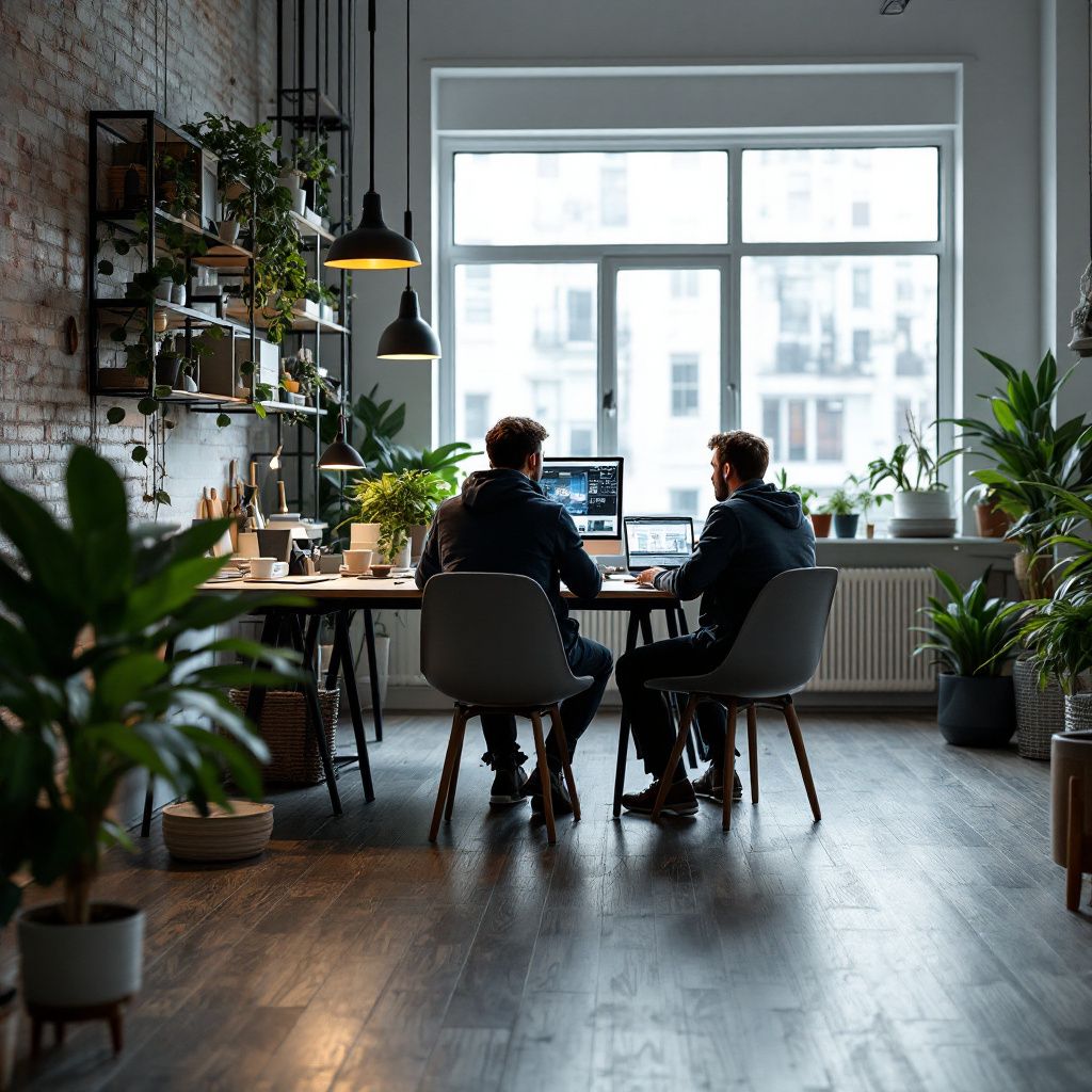 Det mest fængende og realistiske foto, der illustrerer artiklens første tredjedel om AI-drevne foto-til-video værktøjer, vil fokusere på en moderne arbejds- eller trivselssituation i et nytidigt miljø. Forestil dig et industrilignende, men æstetisk og autentisk kontormiljø, hvor en kreativ team arbejder med projekter, der involverer datadrevne kreative processer, såsom videoproduktion eller grafisk design. En subtil abstraktion kan dannes ved at indramme et billed, der indeholder øjeblikke af scanning, fotoredigering eller grafik, hvor teknologiens tilstedeværelse er tydelig – fx visuelle elementer som holografiske data, 3D-grafikker, eller digitale workflows, der viser, hvor algoritmer forbedrer og accelererer kreative processer. Dette kan visualiseres uden mennesker i fokus, men gennem brug af digitale skærme, projektioner, lysrefleksioner og teksturer, der symboliserer innovation, effektivitet og kreativitet gennem teknologi, hvilket skaber en dokumentaristisk, men inspirerende scène, der illustrerer, hvor