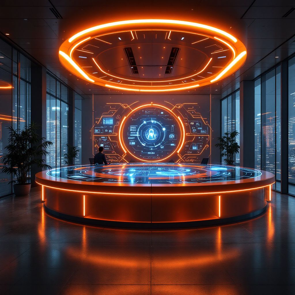 Forestil dig et dokumentaristisk, realistisk billede, der fanger det abstrakte koncept af AI som den første 