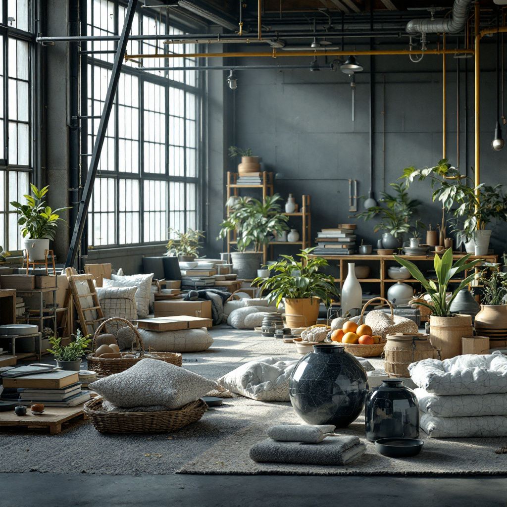 På billedet ser man en livlig, dokumentaristisk scene, hvor en række moderne, funktionelle metervarer er arrangeret på store borde i et højteknologisk produktionsmiljø, uden mennesker i fokus. Disse materialer, præget af bæredygtige, slidstærke og innovative teksturer, illustrerer den praktiske anvendelse af avanceret teknologi i moderne byggeri og produktion. Rummet har industrielle elementer som synlige rørledninger og store vinduer, der lukker masser af dagslys ind, hvilket forstærker fokus på det ægte, hverdagsagtige miljø for teknologisk integration i praksis—fra bæredygtige byggevarer til avancerede produktionsmetoder. Det abstrakte billede fremstår som en visuel metafor for, hvordan teknologi optimerer og forandrer fysiske processer i vores dagligdag uden at fokusere på mennesker, men i stedet på det materielle og de teknologiske strukturer. Dette nærbillede fokuserer på tekstur og detaljer i materialerne, hvor lyset fremhæver overfladens kompleksitet og innovationen bag dem. Det formidler en ægte, do