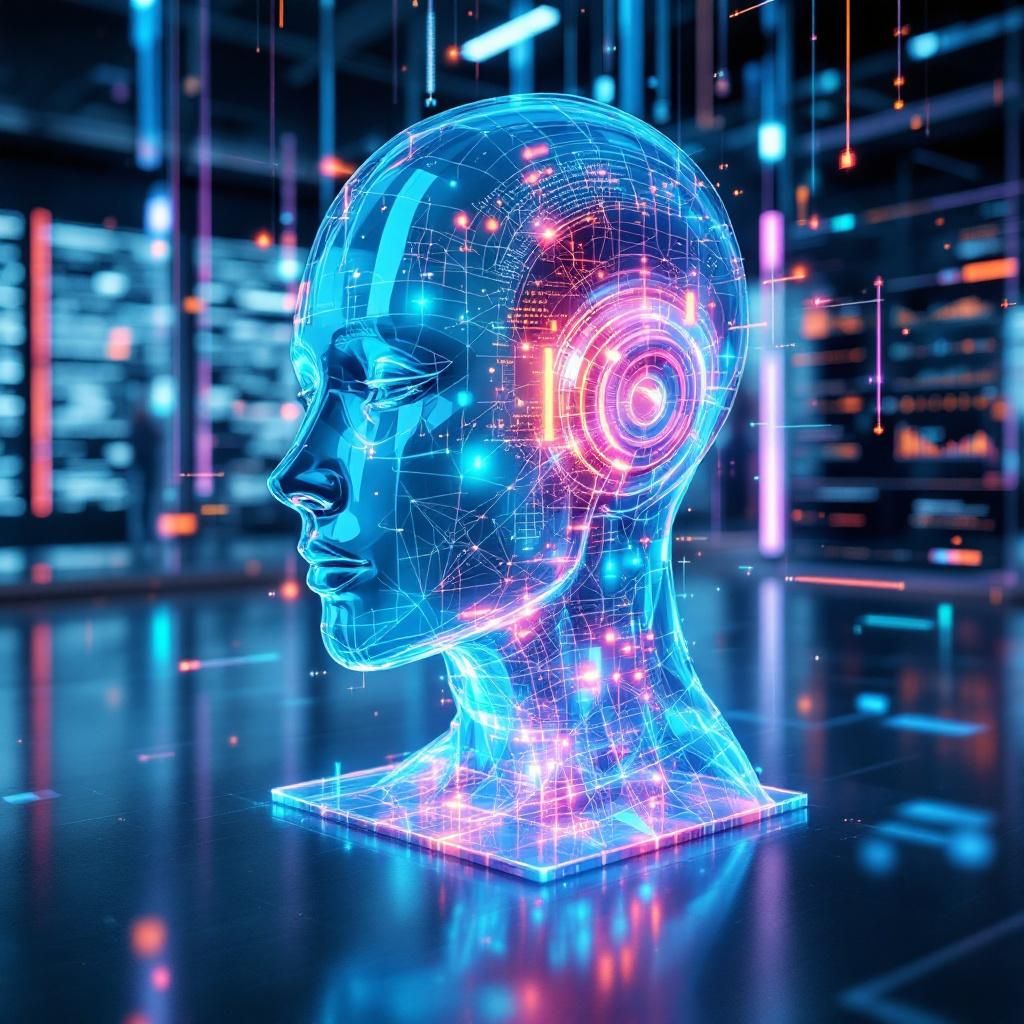 Det mest fængende og spændende foto, der abstrakt repræsenterer emnet i artiklen om AI og salgsarbejde, er et billede af en stor, transparent salgsvirkelighed, der flyder ind i en digital, datadreven vækst. Forestil dig en realistisk scene, hvor en stor, glasfyldt væg eller skærm dominerer billedet—den er fyldt med komplekse, geometriske datalayouts, dynamiske diagrammer og stigende kurver, der symboliserer vækst, præcision og automatisering. Bagvæggen er diskret belyst med bløde LED-lys, der skifter farve efter datamønstre, hvilket understreger AI’ens evne til at skifte og tilpasse sig. I forgrunden er en halvmåneformet, minimalistisk podcast- eller mødebodel, der symboliserer den menneskelige indstilling til teknologi, uden at være menneskecentrisk: det er en scene af et nutidigt, hightech miljø, hvor teknologi er integreret i den naturlige workflow, uden for meget fokus på personer, men på selve processen og den abstrakte databehandling. Billedet illustrerer, hvordan teknologien automatiserer og skrædders